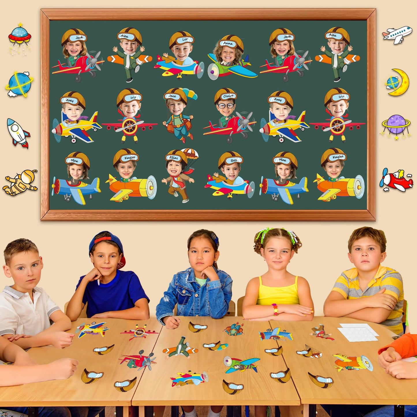 60pcs Pilot Airplane Cutouts Aircraft Bulletin Board Decorations Adventure Travel Theme Paper Cut-Outs Classroom Decorations for Classroom DlY Craft Photo Kindergarten Preschool Wall Door Supplies