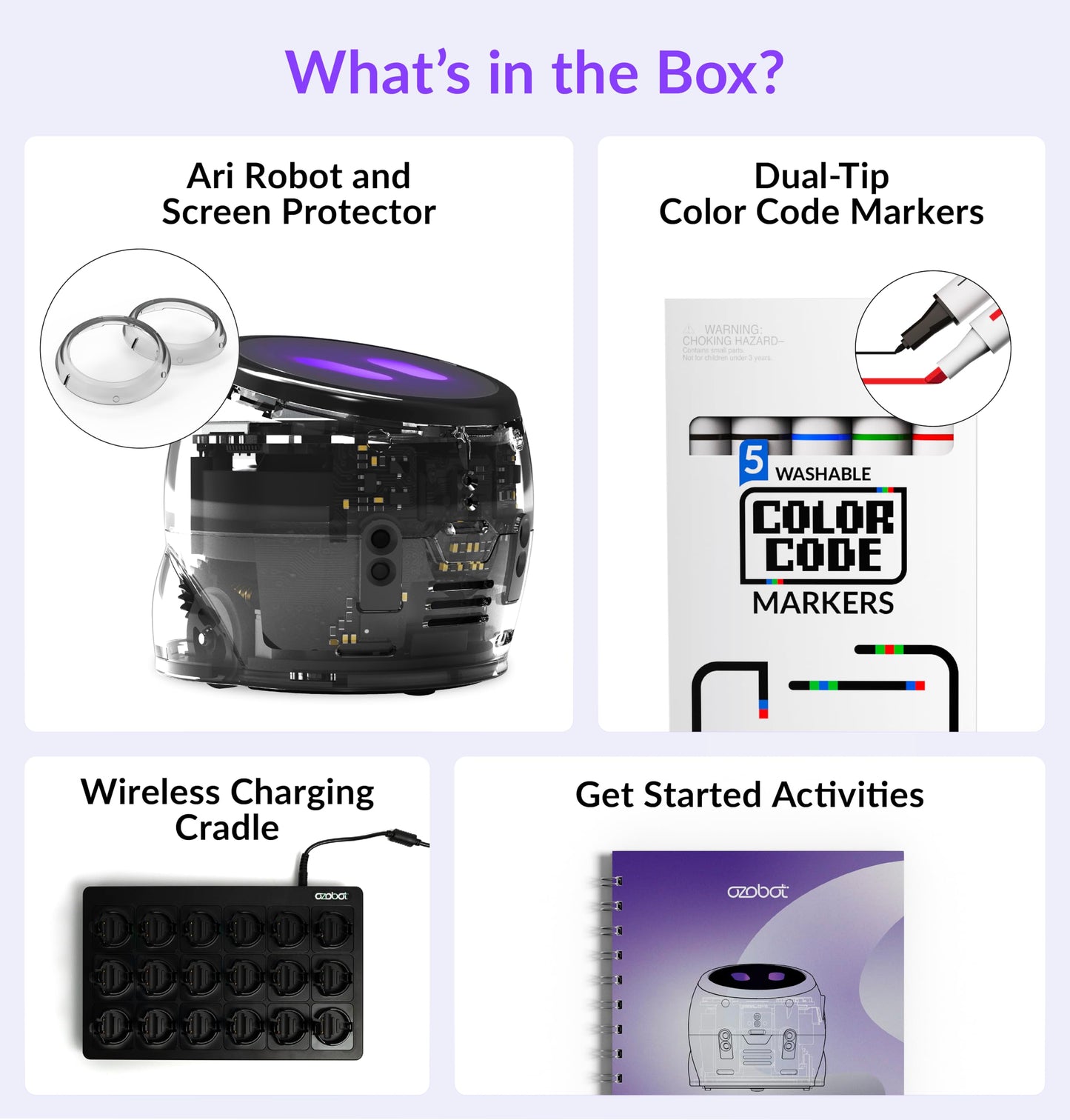 Ozobot Ari Classroom Kit (18 Bots) | Interactive Learning Robot with Touch Screen, ToF Sensor, Accelerometer, Gyroscope, and AI Integration | Hands-On STEM Education for Classrooms and Homeschool