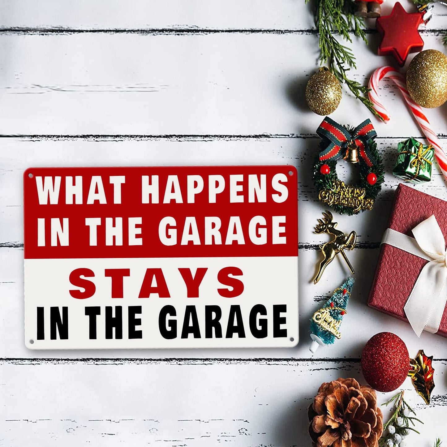 Metal Tin Garage Sign Man Cave Wall Decor For Men What Happens In The Garage Stays In The Garage Signs Funny Room Accessories Home Decorations Bar Signs Garage Rules Garage Stuff Gifts 12 X 8 Inch