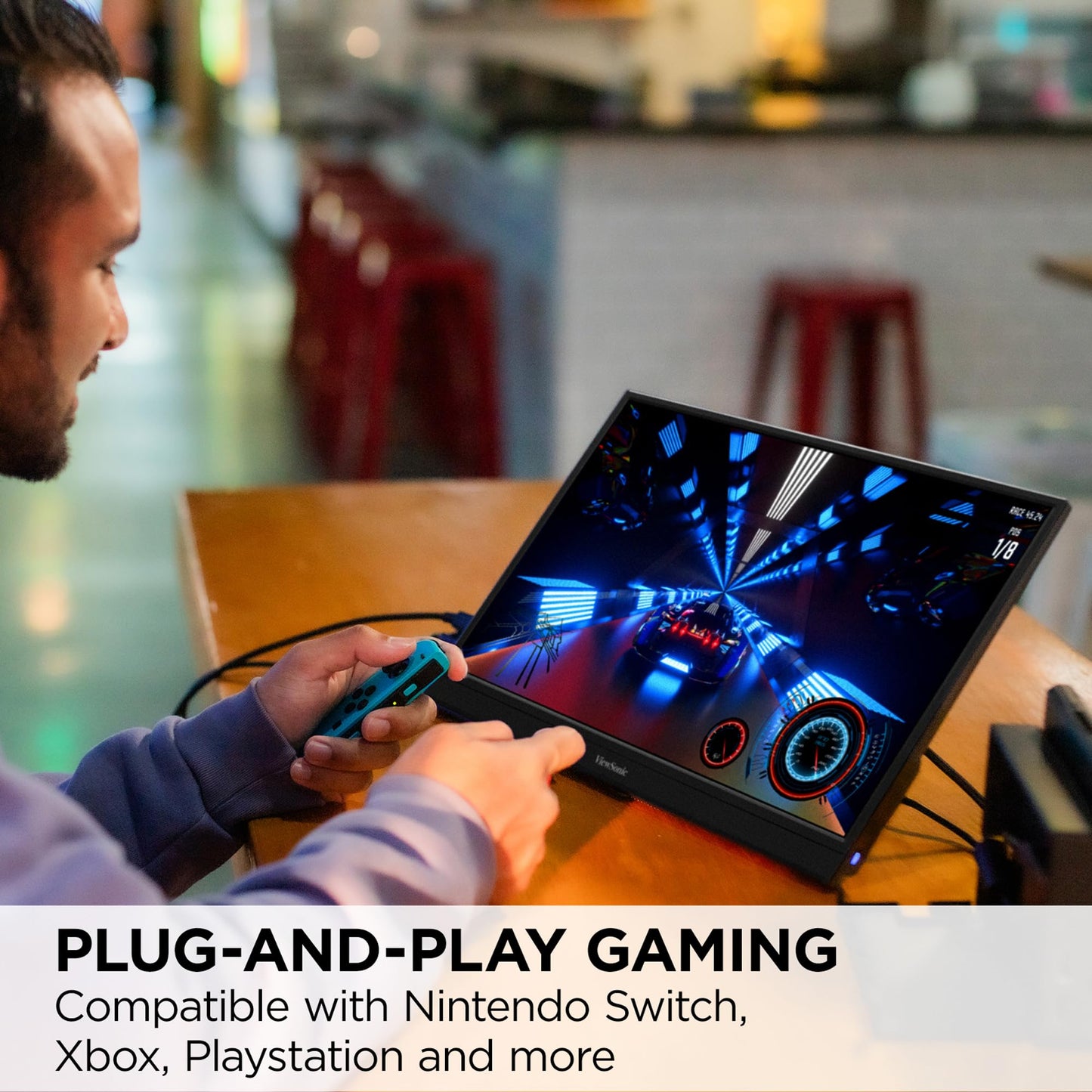 ViewSonic VX1754 17 Inch 1080p Portable Gaming Monitor, IPS Display with 144Hz for Second Screen Productivity and High-Speed Gameplay, Built-in Stand, 60W USB-C, and Mini HDMI Inputs