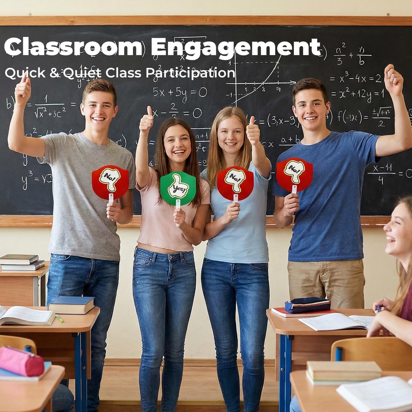 Tlence 50 Pack Thumbs up Thumbs Down Paddles, Handy Yes or No Classroom Voting Signs, Plastic Double-sided Red and Green Paddle for Student Response Classroom Interaction