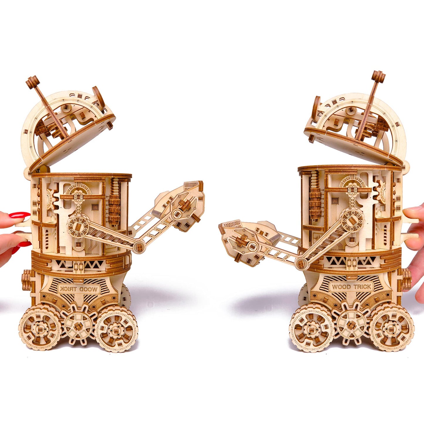 Wood Trick Space Junk Robot 3D Wooden Puzzles for Adults to Build - Rides up to 13 ft - 9.5x6.7 in - Model Kits for Adults - DIY Wooden Models to Build