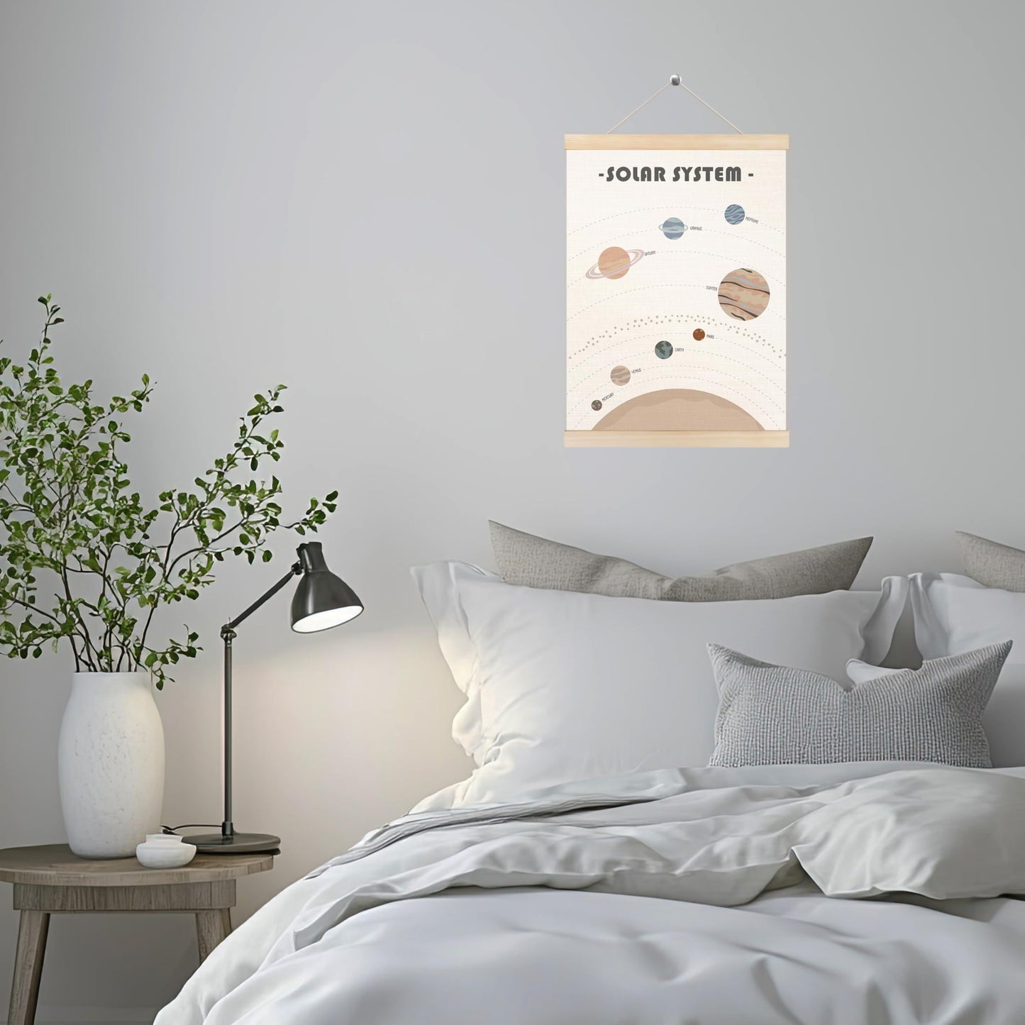 HUGANE Solar System Poster, Space Nursery Decor, Boho Wall Art, 12x16 Inches