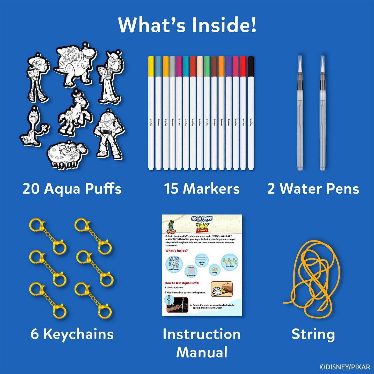 Skillmatics Disney•Pixar Toy Story Aqua Puffs - 3D Art Kit, Mess-Free Paint by Number Craft for Kids, DIY Color & Inflate Activity, Travel Toys & Gifts for Ages 4, 5, 6, 7, 8, 9, 10, 11, 12