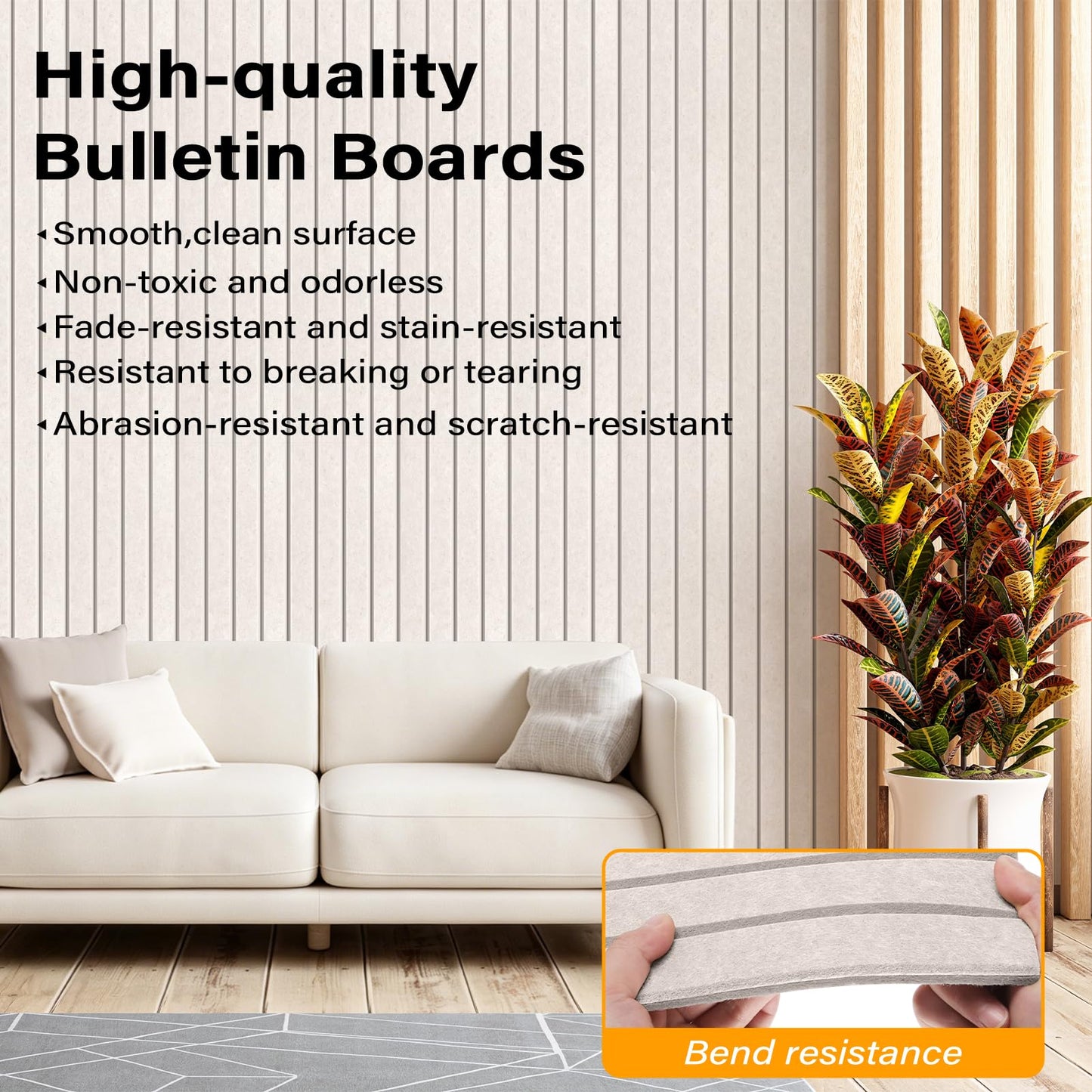 Large Felt Bulletin Board，47.2" x 35.4" 12 Pack Cork Board Alternative for Walls,Felt Wall Tiles for Office & Home Decor,Pin Board with 30 Pcs Pushpins and 72 Adhesive Tabs-Oatmeal
