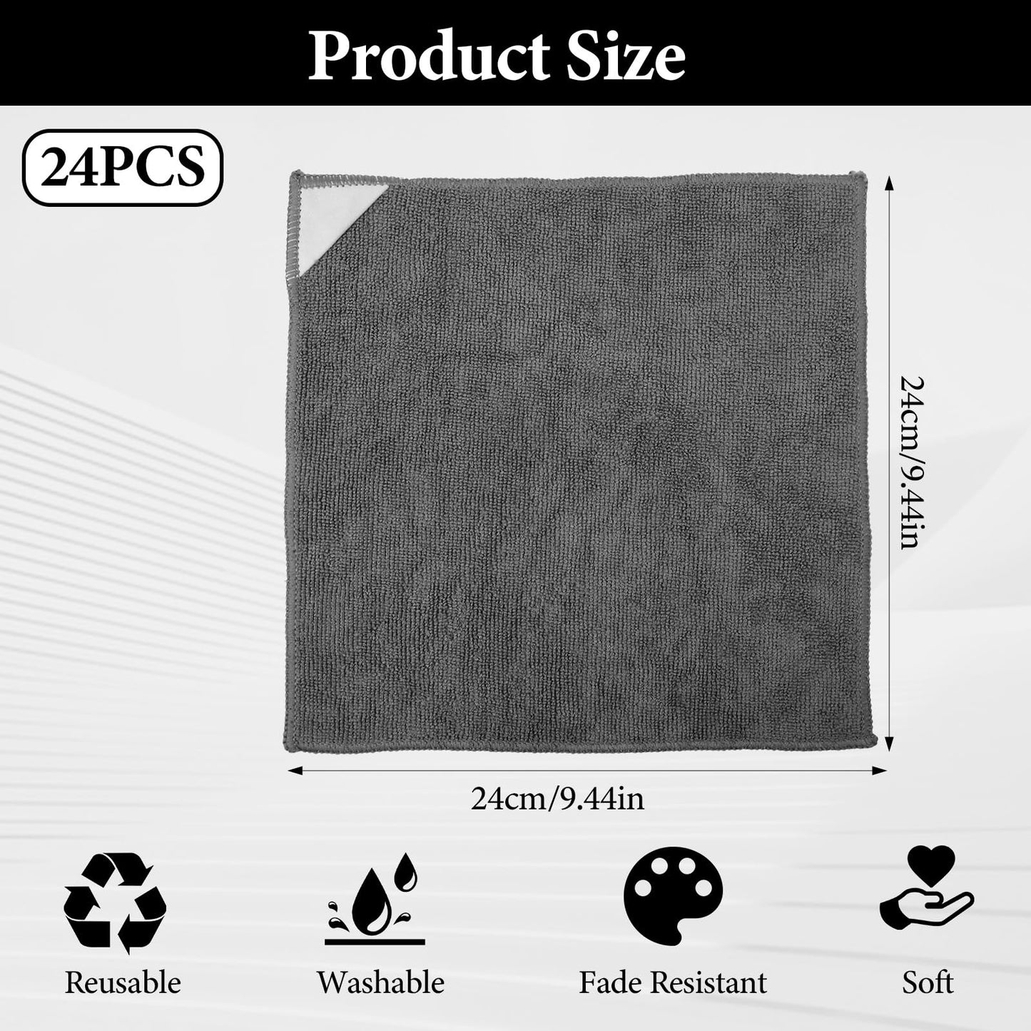 Ckhoid 24 Pieces Magnetic Cleaning Cloth Microfiber Dry Erase Erasers Cleaner for White Board, Reusable Washable Cleaning Cloths for Whiteboards Blackboards Chalkboards Home Office School, 9.4 Inch