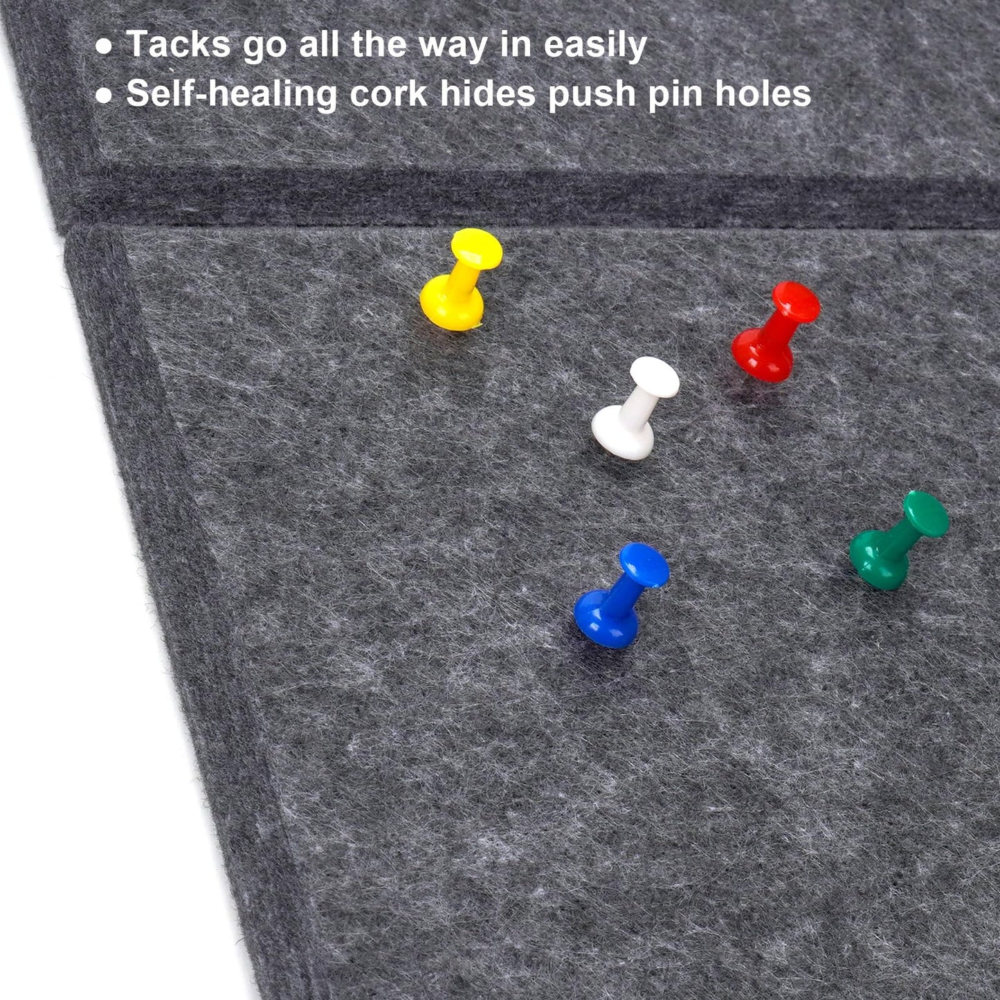 Large Cork Board Alternative 48" X 36" Bulletin Board - 12 Pack Removable Felt Wall Tiles with 30 pushpins, Large Cork Boards for Walls Cork Board for Office Pin Board Tack Board - Dark Gray