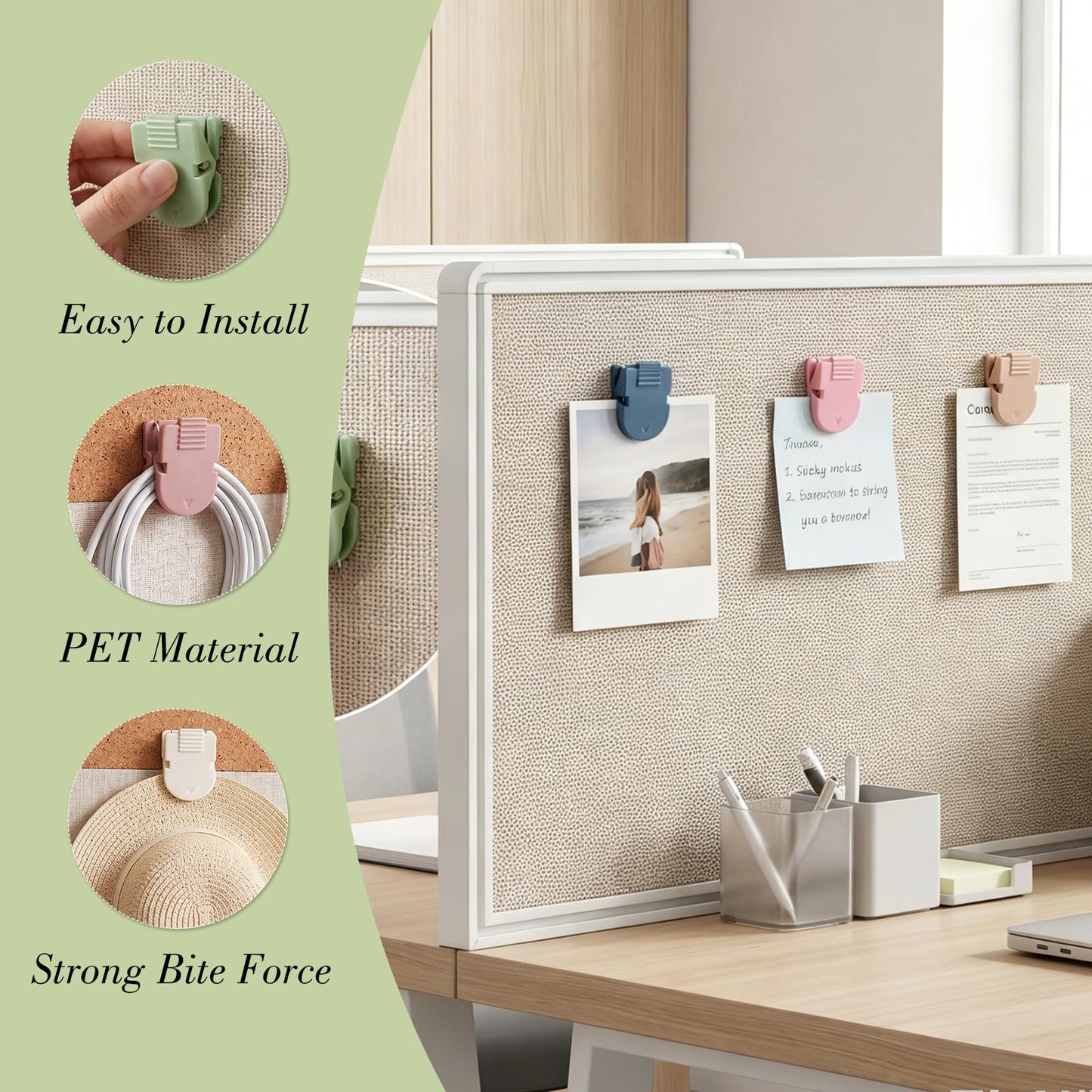 WSICSE 35 Pcs Cubicle Clips Cubicle Accessories for Fabric Partition Panel Wall Clip, Cubicle Hooks for Notes Photos Memos Files in Office Classroom Home (Boho Color)