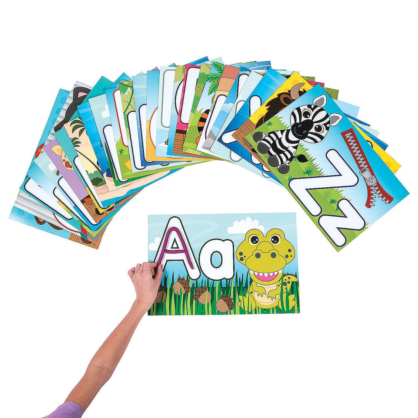 Fun Express Educational Toys Alphabet Learning Pocket Chart Mats - 26 Piece ABC Flash Cards Set for Kids Ages 3-5 | Preschool & Kindergarten Learning Activities for Homeschool, Daycare & Classroom