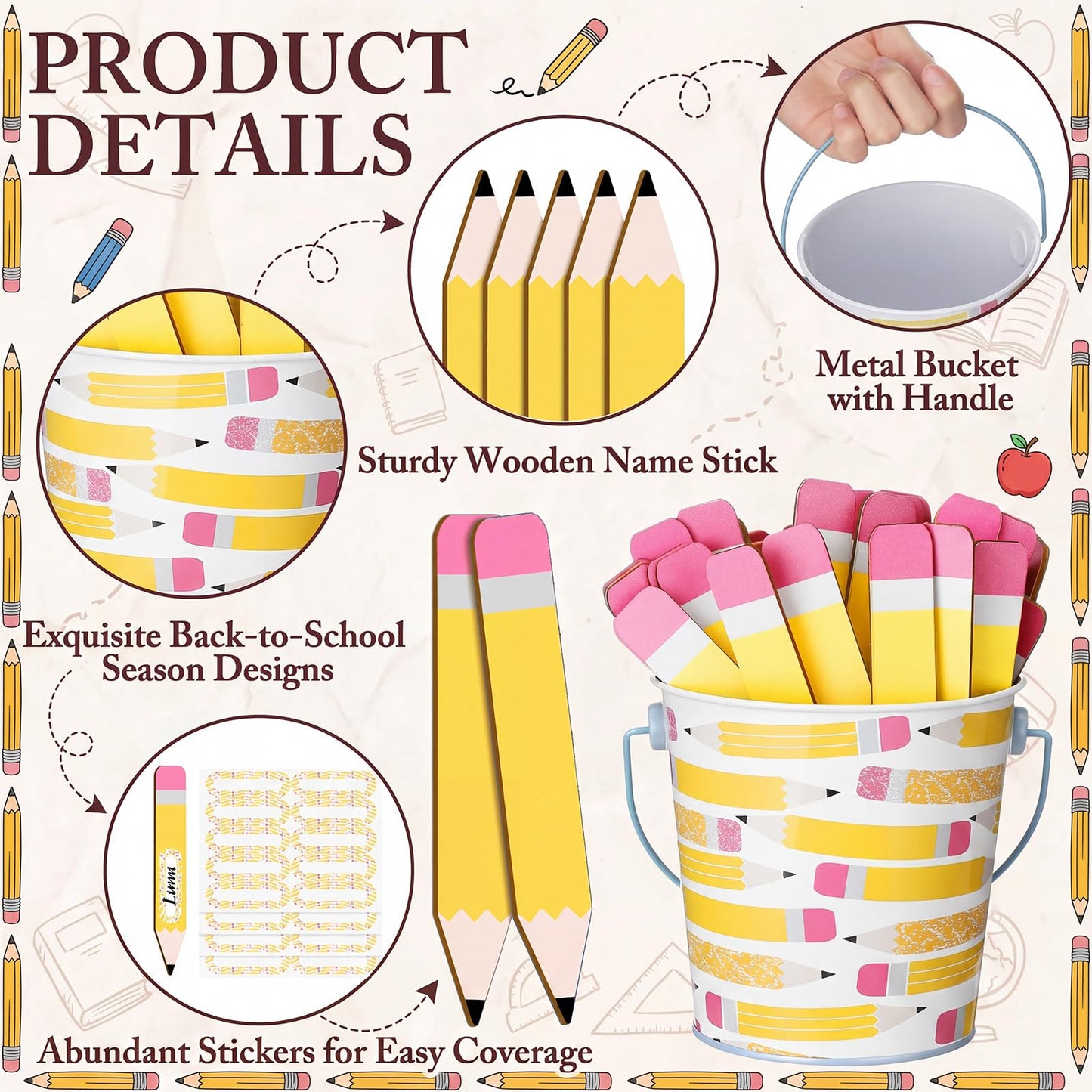 ReliThick 101 Pcs Pencil Flip Name Sticks with Metal Buckets Back to School Talking Sticks with Metal Holder Set for Classroom Management Tool Teacher Essentials Educational Activities