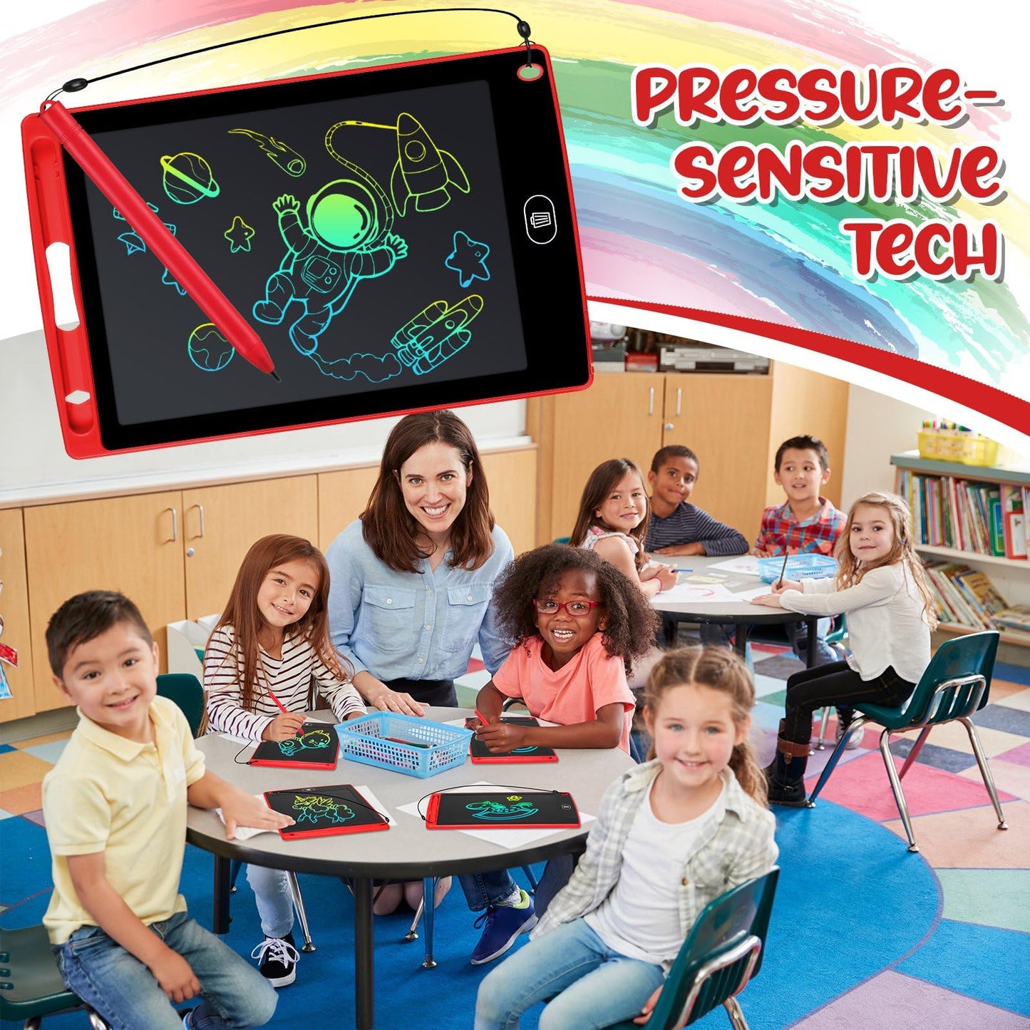 Zhehao 20 Pack LCD Writing Tablet for Kids: 8.5 Inch Colorful Drawing Doodle Boards - Reusable Erasable Doodle Board Educational Learning Toys Gifts for Toddlers Ages 3-8 Party Favors(Red,Classic)
