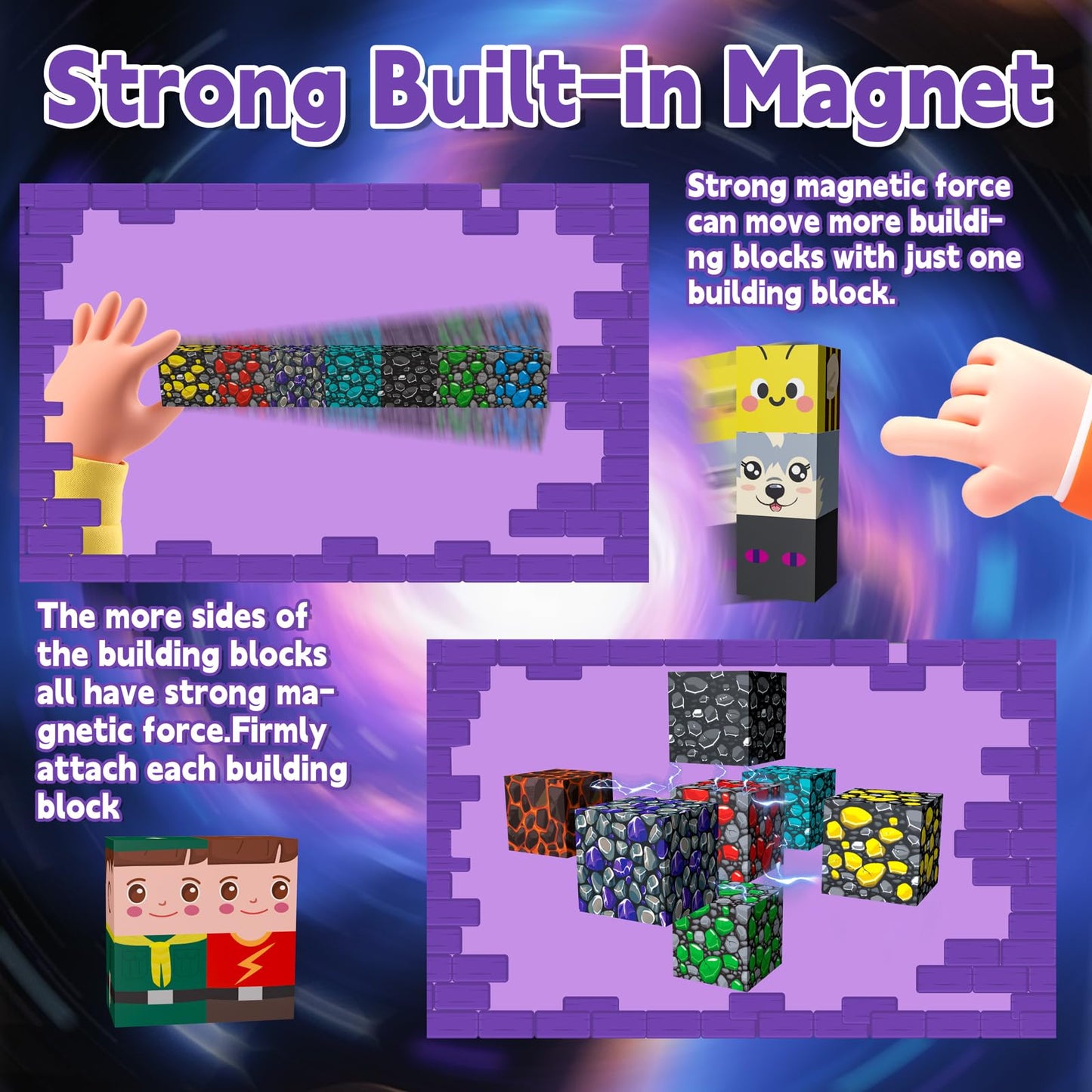 Gryxpox 200 PCS 0.8in Magnetic Blocks,Magnetic Building Cubes, Build Portal World Set,Stacking Magnets, STEM Sensory Toys for Ages 3+ Toddlers Kids Girl Boys Easter Birthday Creative Game Gifts