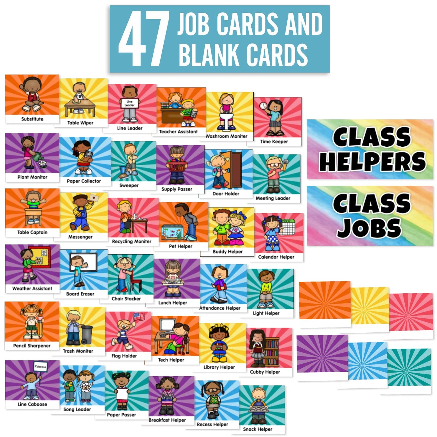 Jobs Pocket Chart with 47 Cards for Classroom, Class Management Helpers Black Chart for Preschool Elementary Homeschool, Teachers Must Haves Educational Supplies for Students