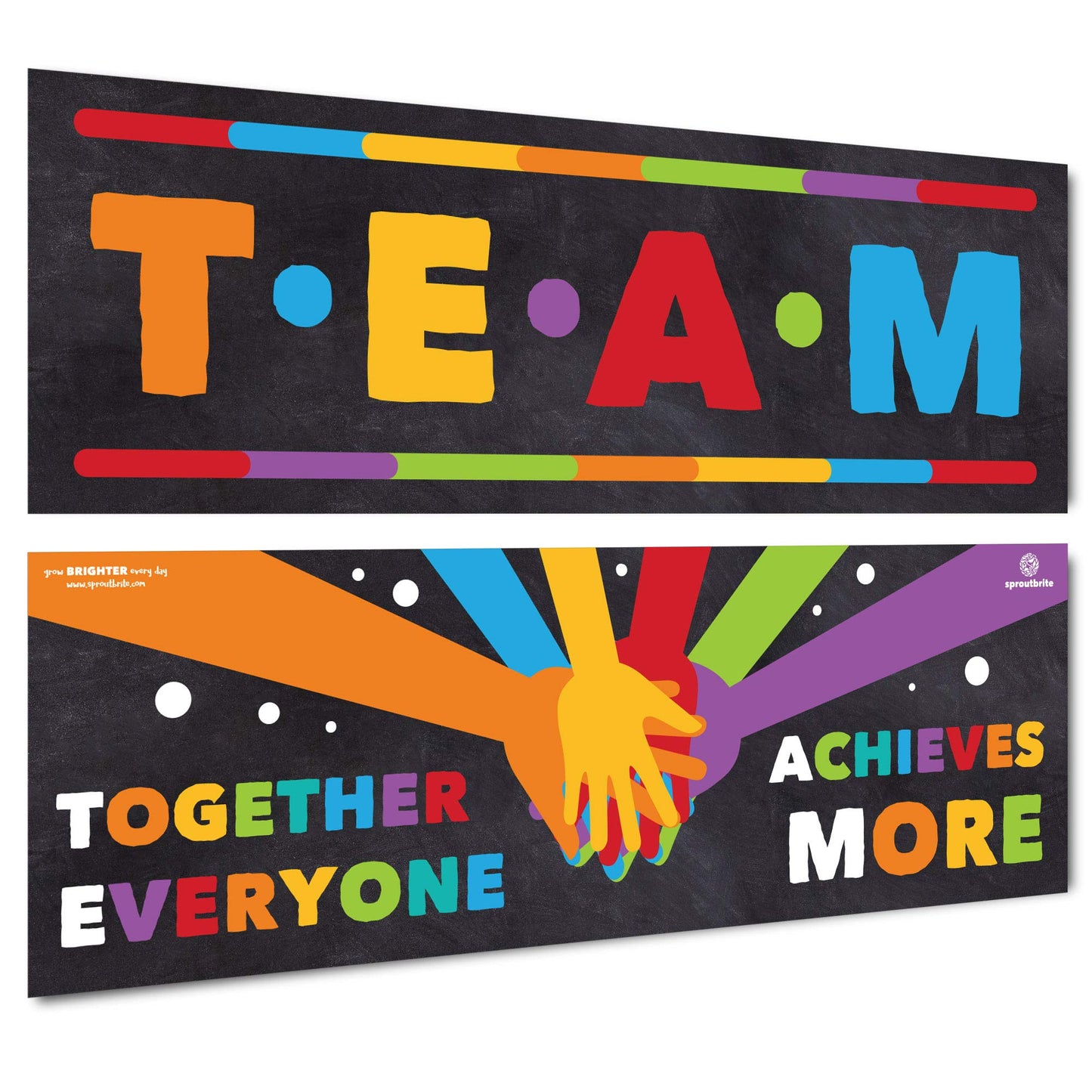 Sproutbrite 13.5" x 39" Educational Posters - 2 Teacher Posters for Classroom - Motivational and Inspirational Growth Mindset Poster for Students - Bulletin Board and Wall Decor for Pre, Elementary and Middle School - Creates a Positive and Encouraging Cl