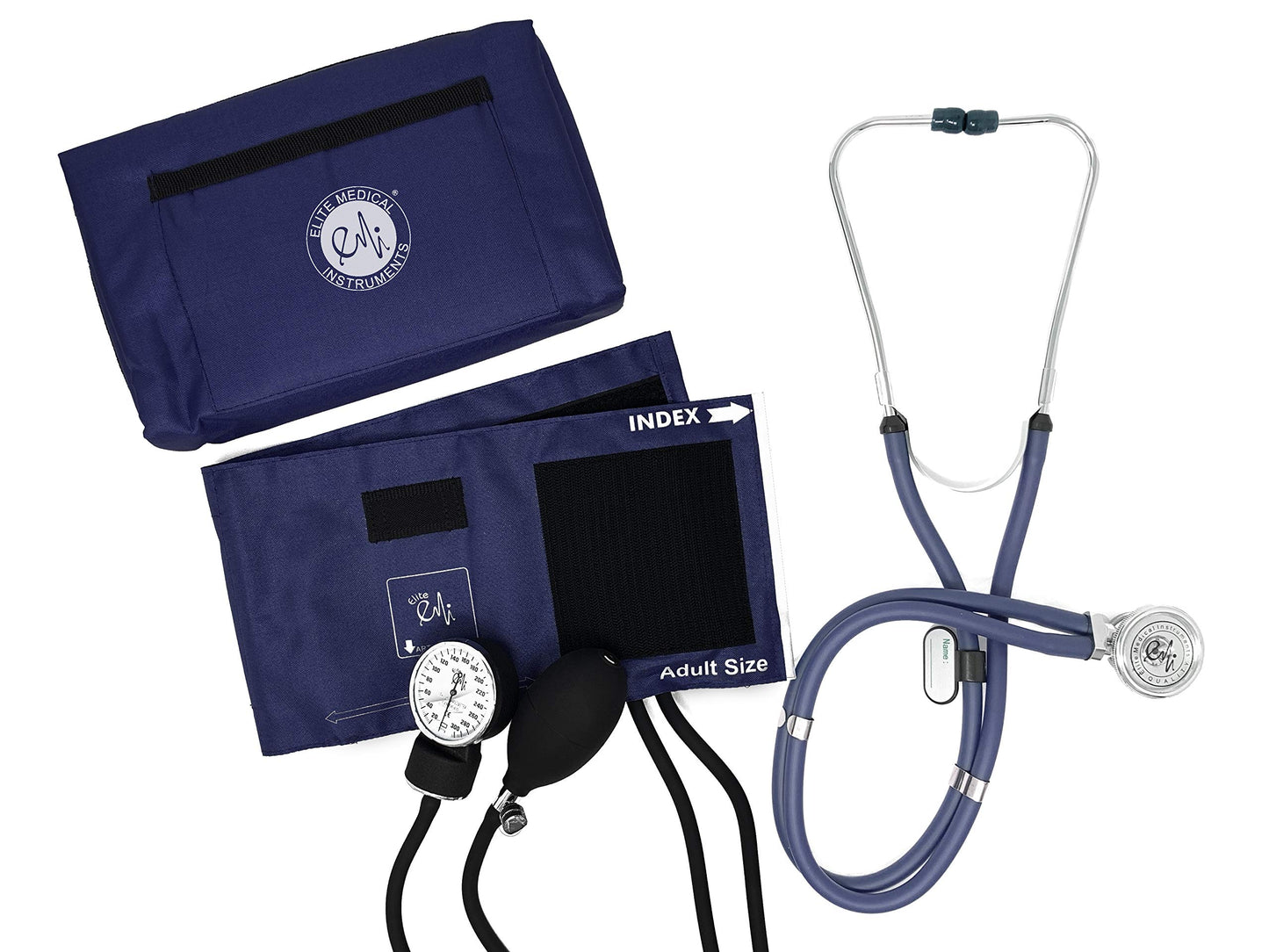EMI Sprague Rappaport Stethoscope and Aneroid Sphygmomanometer Blood Pressure Set Kit, Navy #330
