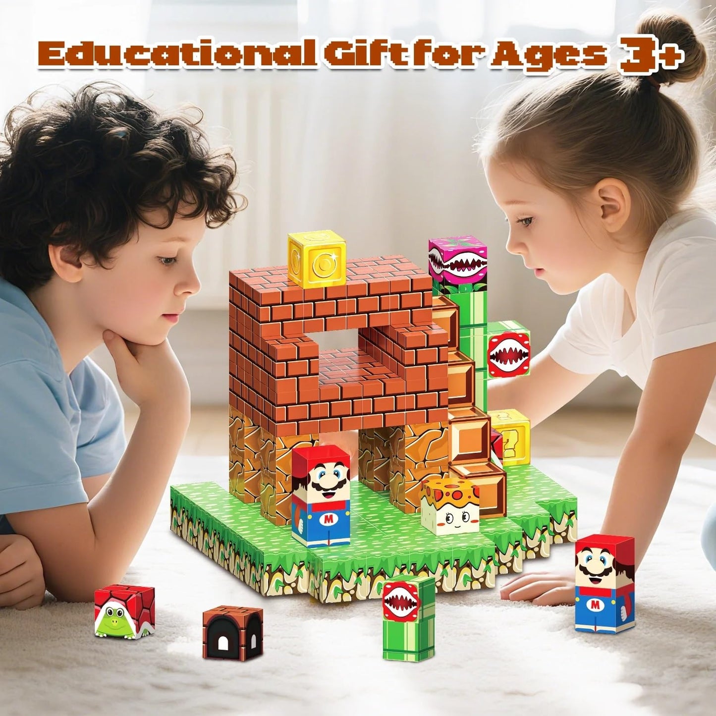 NEOFORMERS 80PCS Magnetic Blocks Building Set for Boys & Girls, STEM Educational Construction Stacking Blocks