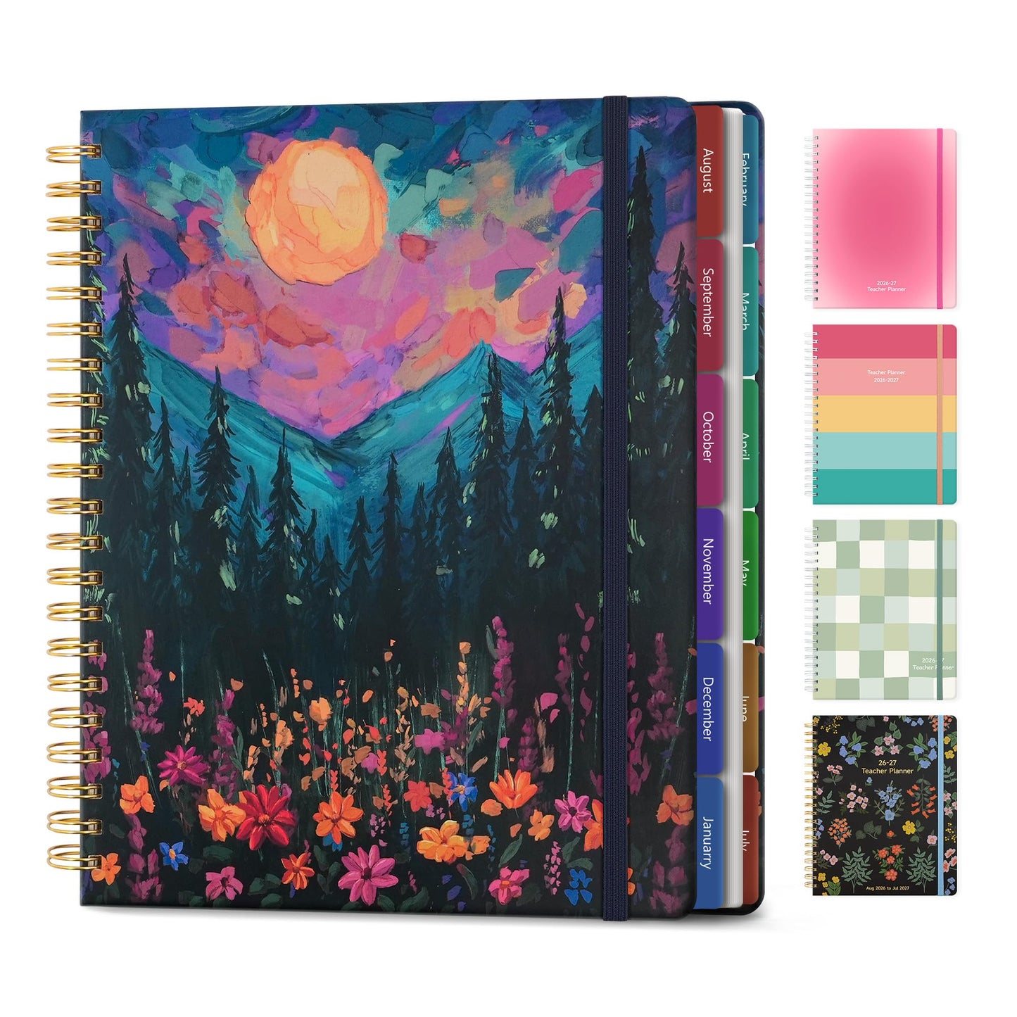 Teacher Lesson Planner 2026-2027 Academic Year, Aug 2026-Jul 2027, Deluxe 26-27 Lesson Plan Book for Teachers Supplies & Homeschool Planner with Pocket & Monthly Tabs, 8.5" x 11", Wild Mountain