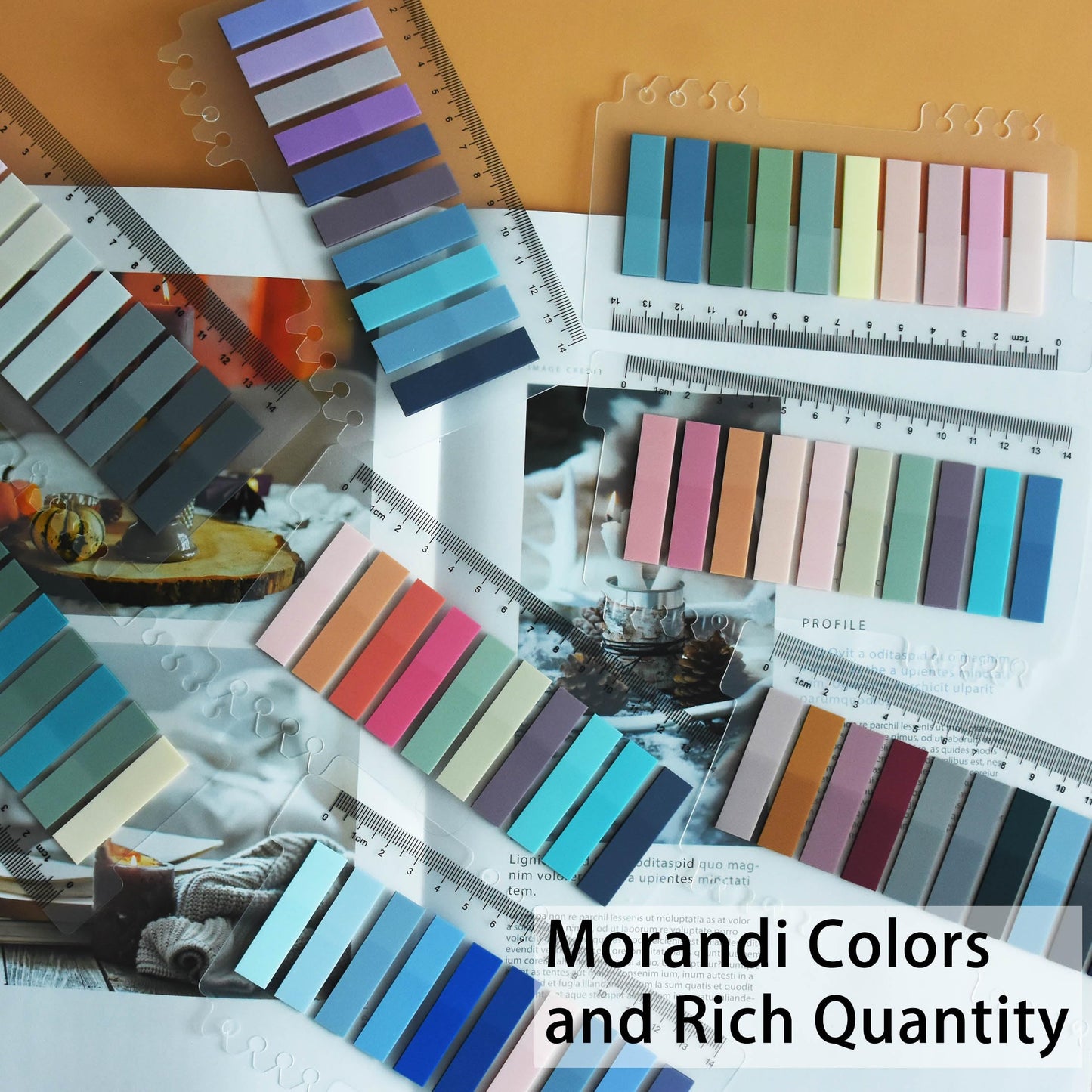 YOUDEFUL 1600pcs Translucent Page Markers,Morandi Sticky Note Tabs with Binders,Repositionable Book Flags Tabs Strip for Annotating Books,Clear Sticky Notes,Page Tabs,Index Tabs