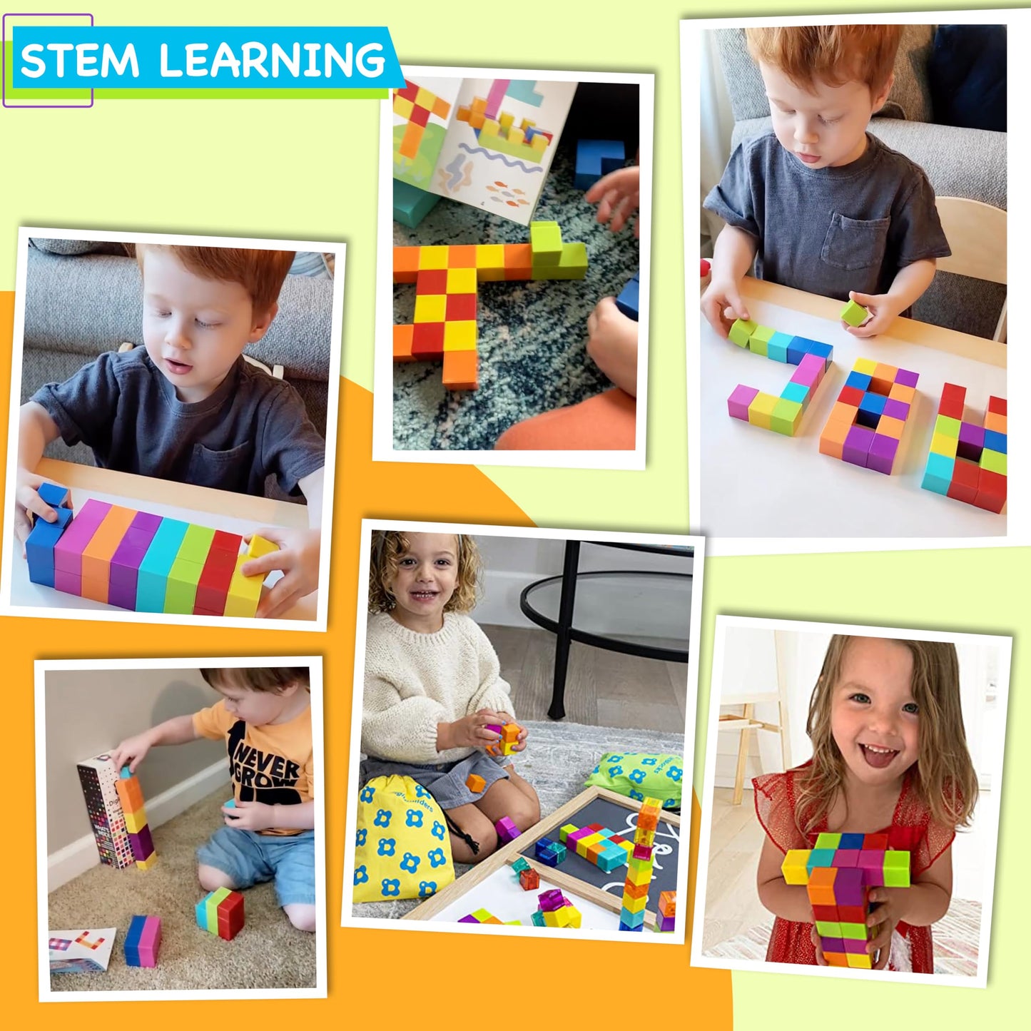 BrainSpark 48PCS Multi-Color DigitBlocks Magnetic Building Cubes STEM Montessori Magnet Blocks for Kids, Educational Building Block Construction Toy Set for Boys & Girls Ages 3-9