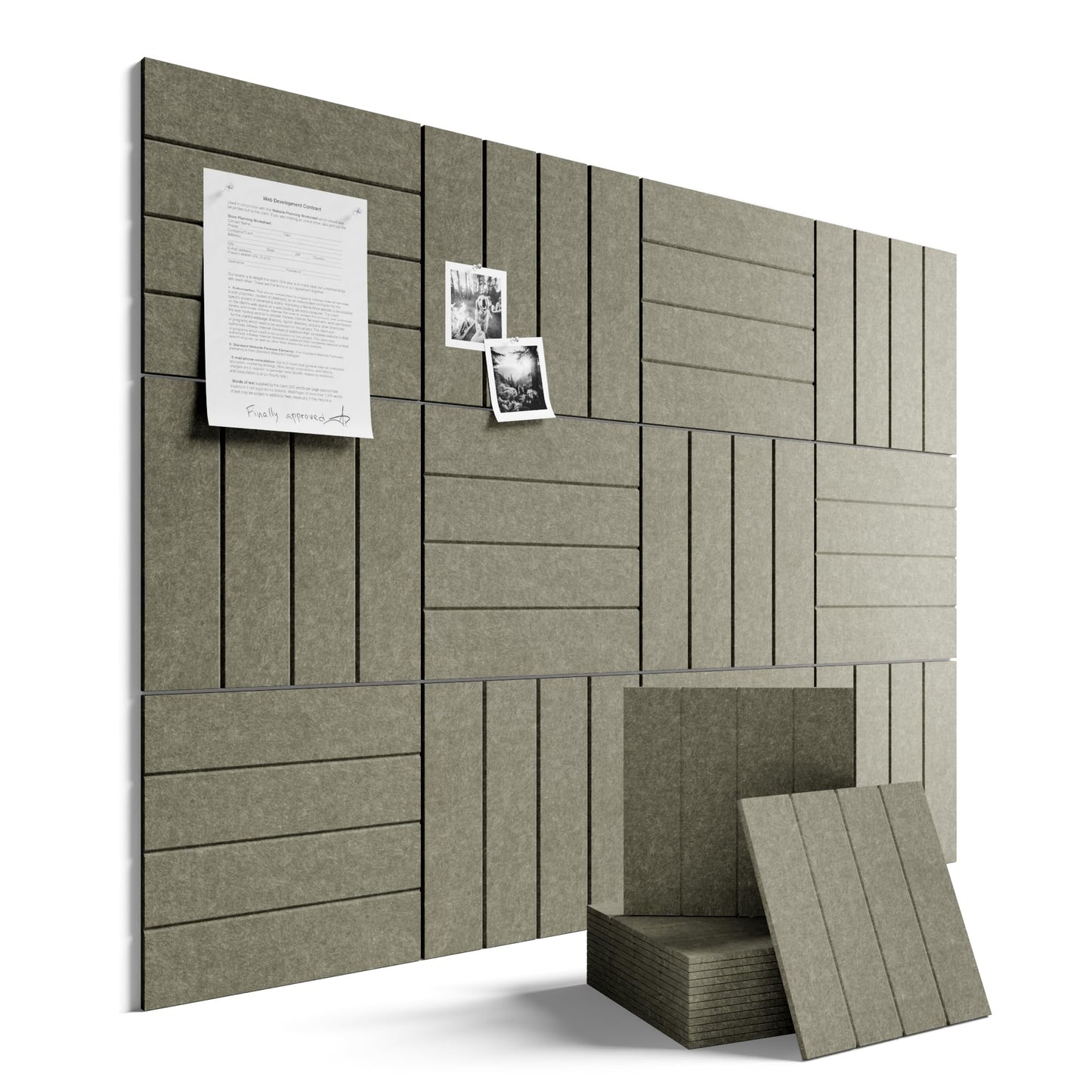 Large Felt Bulletin Board 48" x 36" Cork Board Alternative-12 Pack with 70 Safe Removable Adhesive Tabs, Cork Boards for Walls for Home Office Classroom Pin Board-Earth Brown