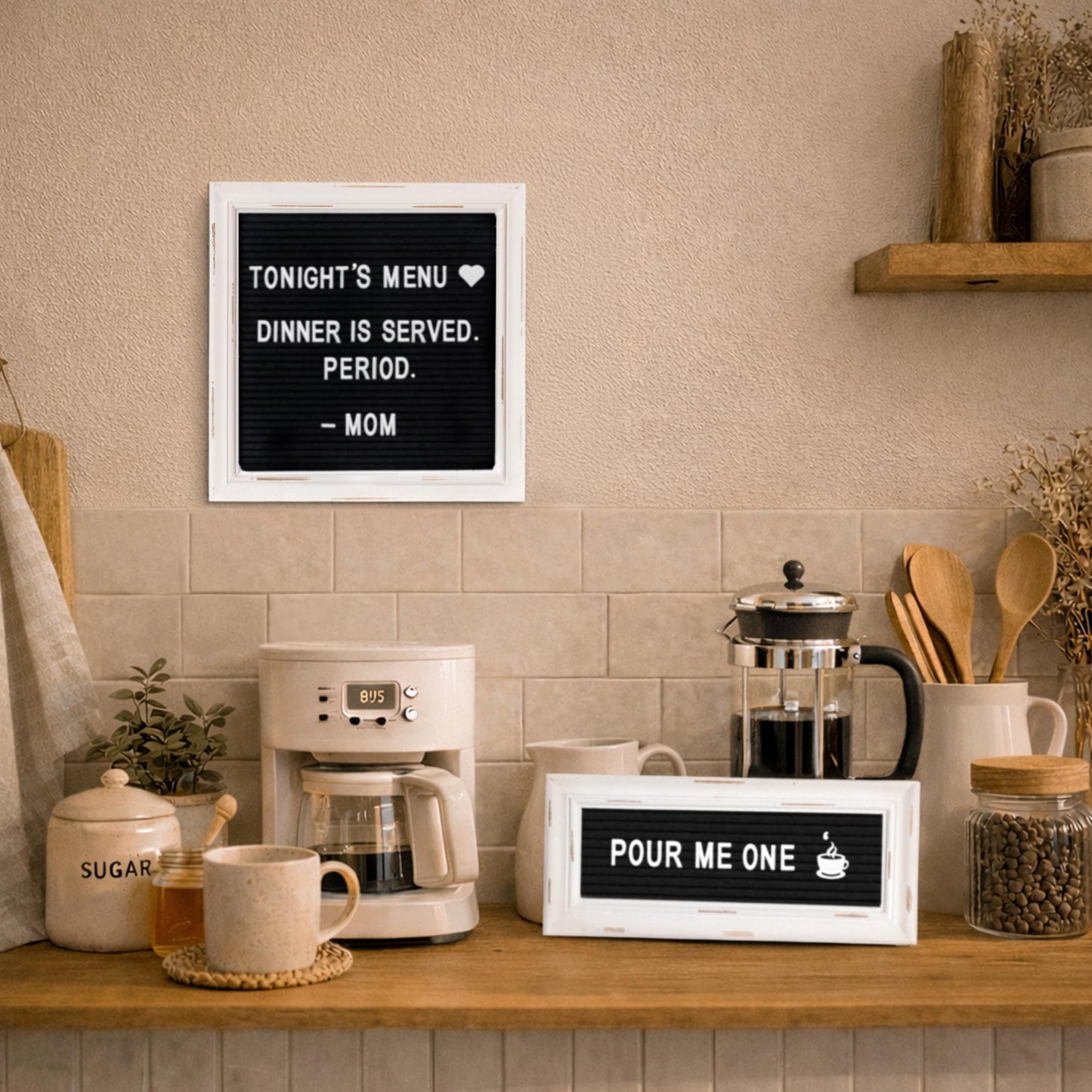 Letterboards + Mini Letterboards Bundle - Black 10x10 Felt Letter Board with Stand & 4x10 Mini Letter Boards Set of 3 – Farmhouse Baby Announcement & Back to School Changeable Message Board Bundle
