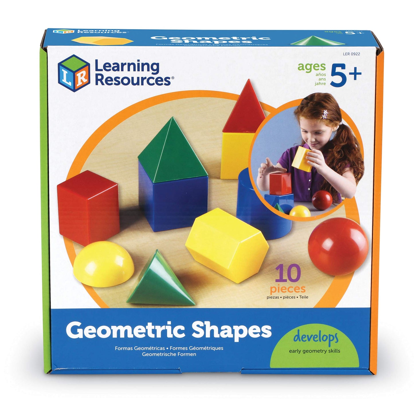 Learning Resources Large Geometric Shapes - 10 Pieces, Ages 5+ Learning Shapes, Geometric Solids, Kids Math Toys, Geometry for Kids