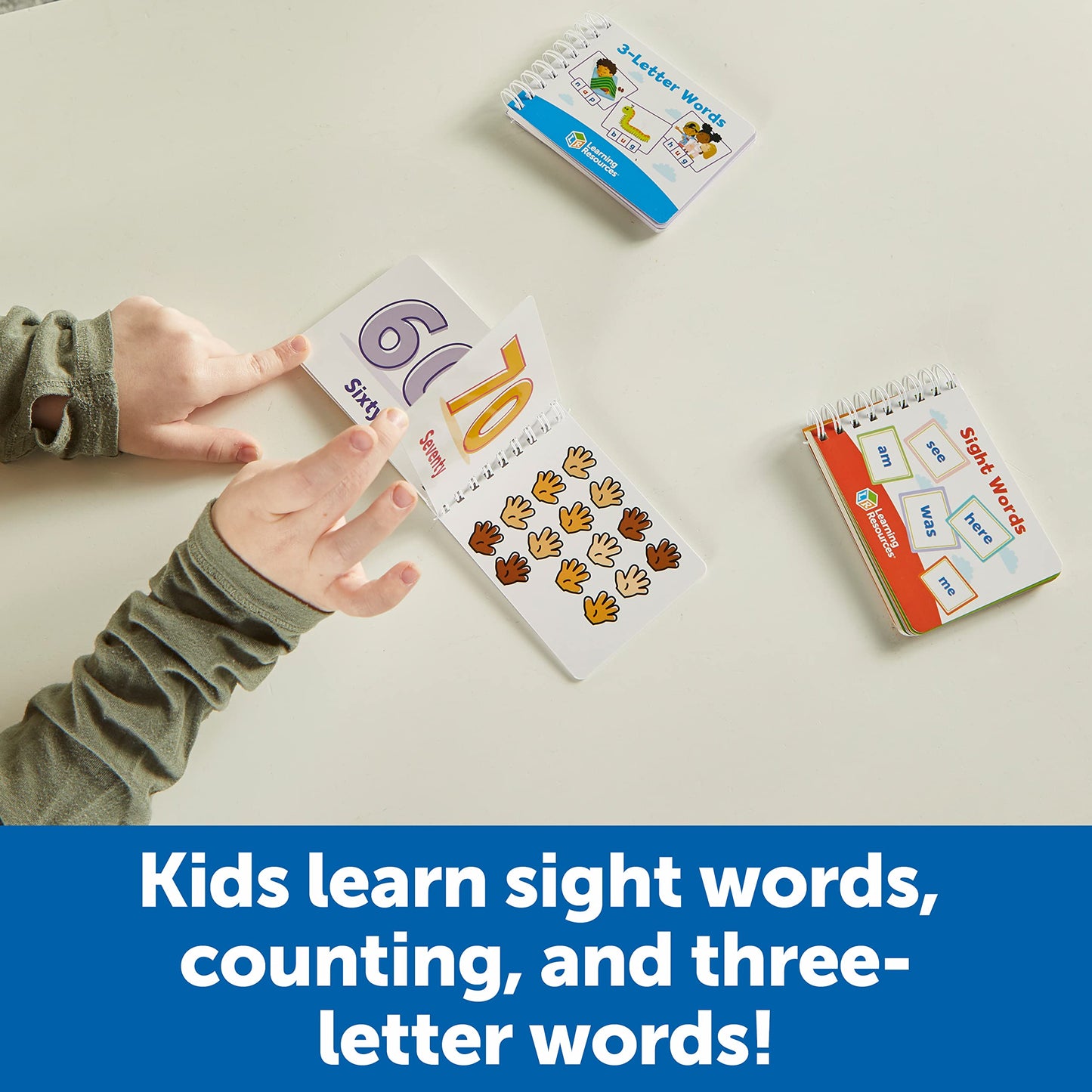 Learning Resources Skill Builders! Kindergarten Flipbook Library - 3 Pieces, Ages 5+ Kindergarten Learning Activities, Spelling and Counting for Kids, My First Library for Kids