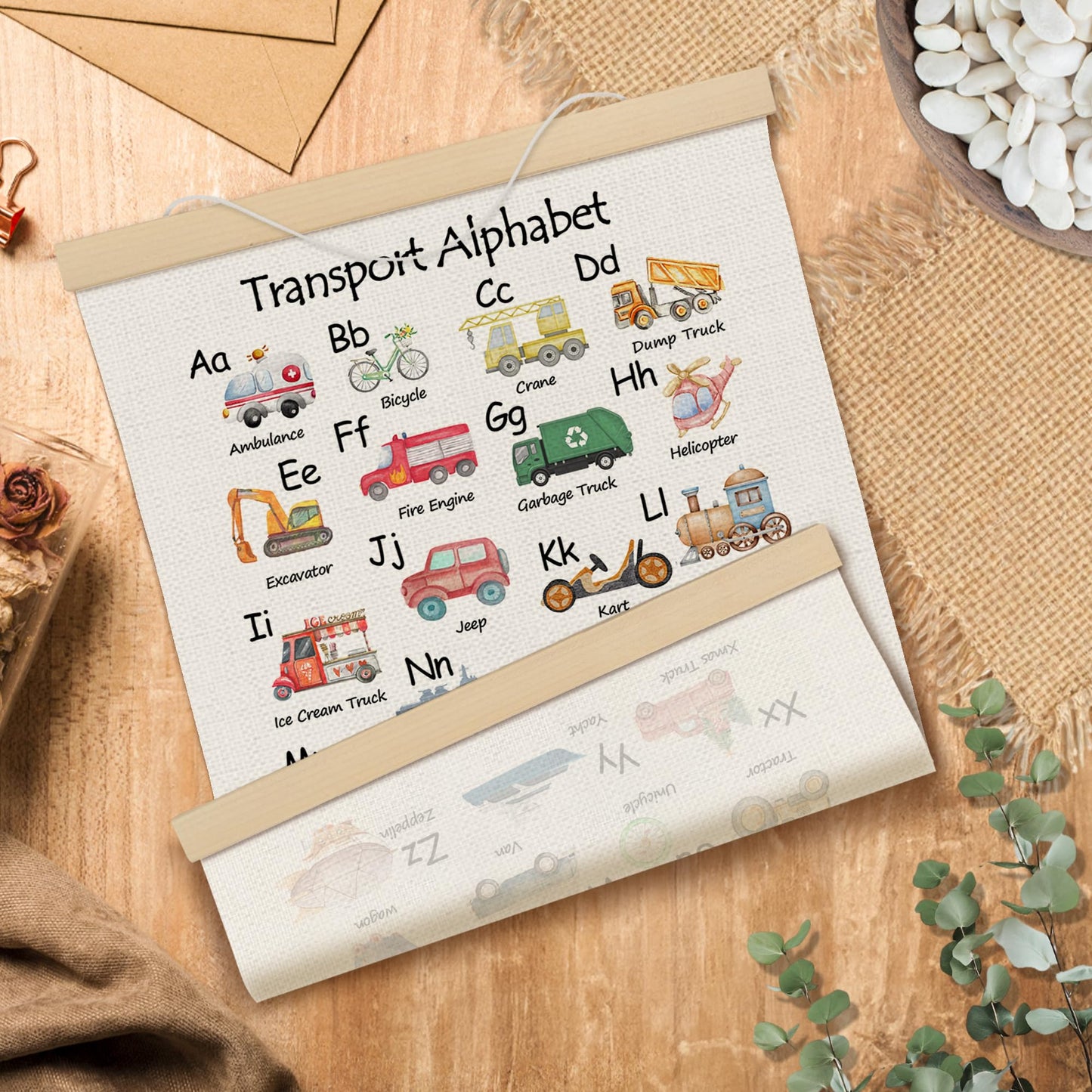 MOTERMATE Transport Alphabet Numbers Poster Hanger Frame, ABC Alphabet 1 to 10 Numbers Wall Hanging Decor Art Framed for Kids Nursery Room Classroom, Kids Wall Poster Prints, 12x16 Inch Set of 2