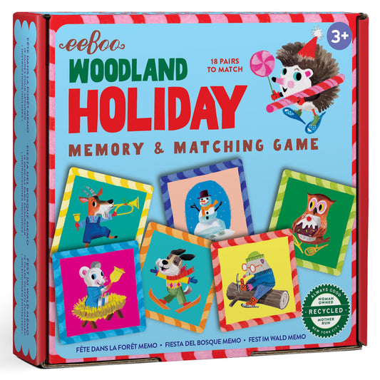 eeBoo: Memory & Matching Game- Woodland Holiday - 18 Themed Matching Pairs, Educational Preschool Game, Kids Ages 3+, 1-4 Players