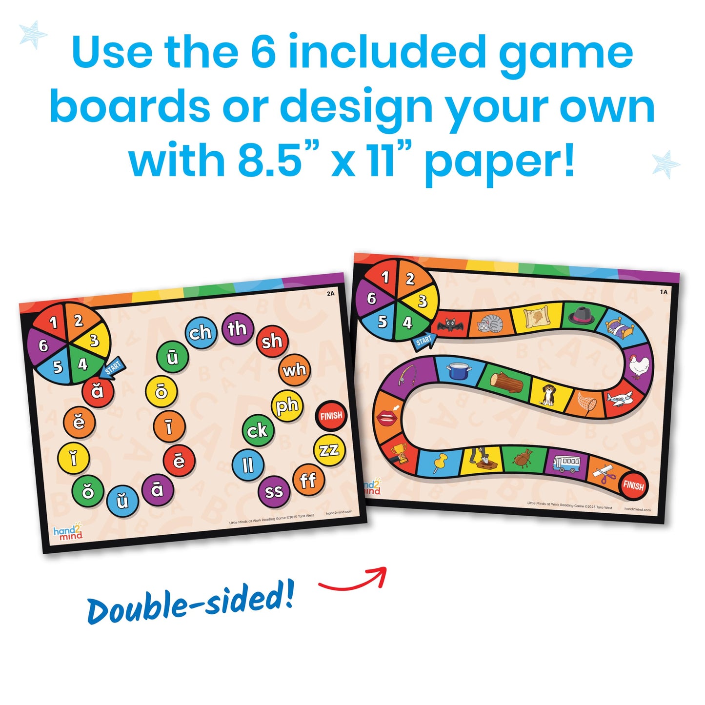 hand2mind Little Minds at Work Game Tray Set by Tara West, Includes Reading & Math Preschool Learning Activities, Science of Reading Manipulatives, Math Games for Kids, Teacher Supplies for Classroom