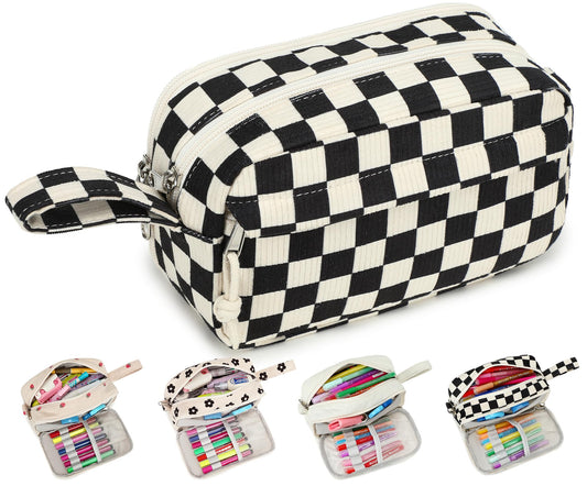 Bluboon Big Capacity Pencil Case Pouch Pen Case School Supplies - Cute Pencil Box Bag for Teen Girls Boys Women Man (Black White Checked)