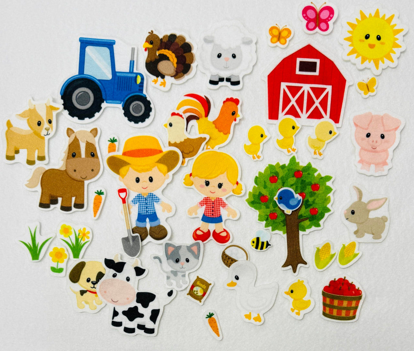 Story Time Felts 37 Piece Farm Animals Felt Figures for Flannel Board Set Small (Blonde Hair)