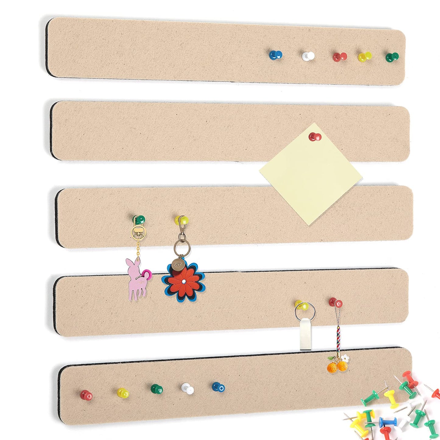 5 Pack Camel Felt Pin Board Bar Strips Bulletin Board Bundle with 5 Pack Multi-Color Felt Pin Board Bar Strips Bulletin Board
