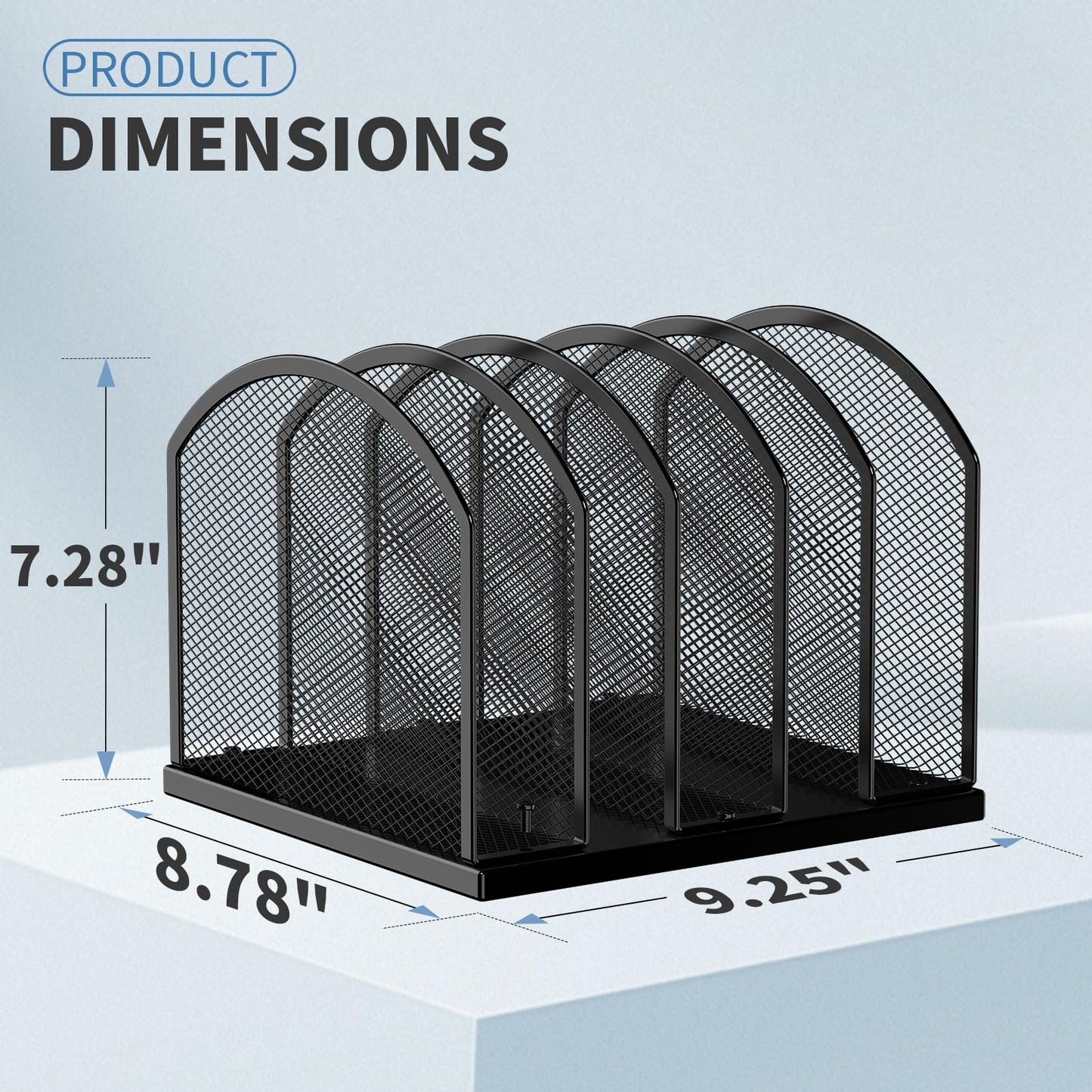 Gawerk 5-Section Vertical Desktop Organizer, 5-Section Mesh File Folder Stand Sorter for Office Home Classroom Organization (1, Black)