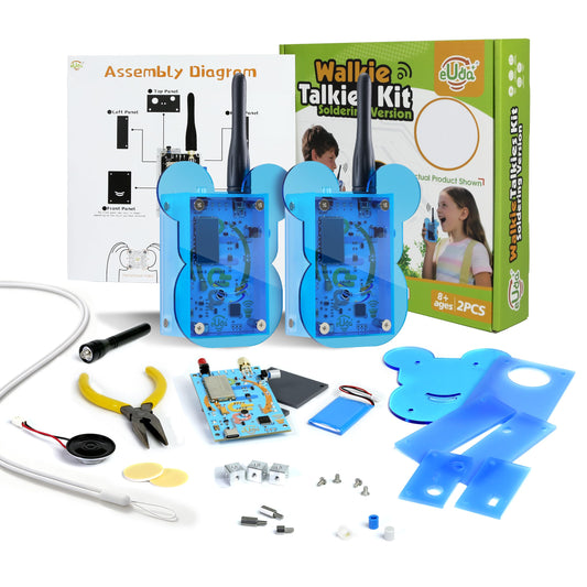 eUda+ STEM Walkie-Talkies Kit Stem Toys for Ages 8-13-15-18+ Building Toys for Boys Age 8-12-14-16-17+ Science Experiments for Kids 9-12 DIY Kits for Kids Teenage Girl Gifts (Assembly Version, BTB)
