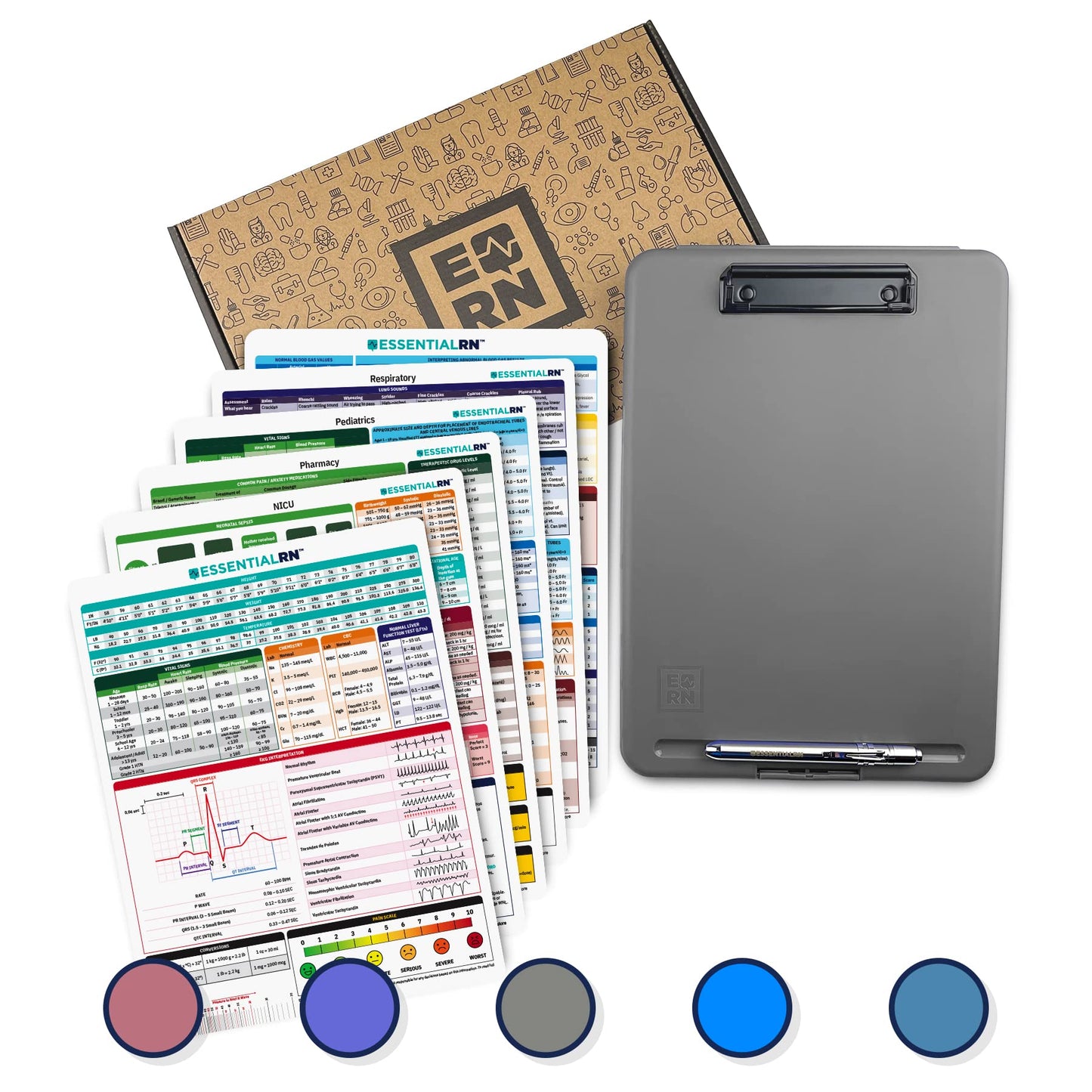 Essential RN Heavy Duty Nursing Clipboard with Storage Compartment, Penlight & Clinical Cheat Sheets – Nurse Clipboard Binder with Pen Holder - Perfect Nursing Accessories for Nursing Students