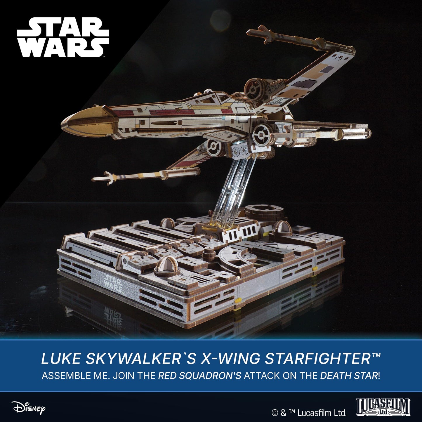 UGEARS Star Wars ™ Luke Skywalker’s X-Wing Starfighter ™ Wooden 3D Puzzles for Adults – Mechanical Wood Model Kits, Star Wars Model Kit, DIY 3D Puzzle, Hobby for Adults, Brain Teaser