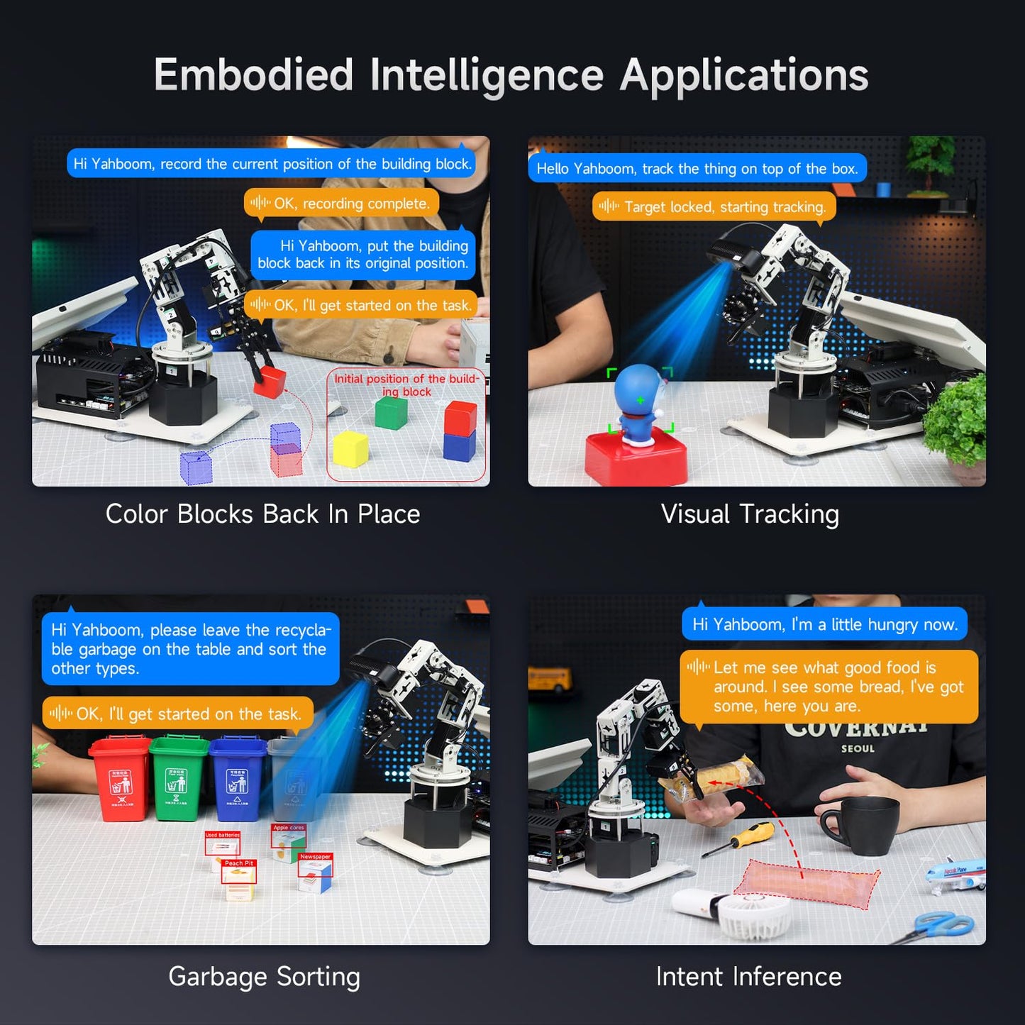 Yahboom Jetson Orin Nano Super 8GB 6DOF Robotic Arm 3D Space Scanning, Depth Camera Visual Recognition AI Vision AI Voice Interaction ROS, Python Programming Data