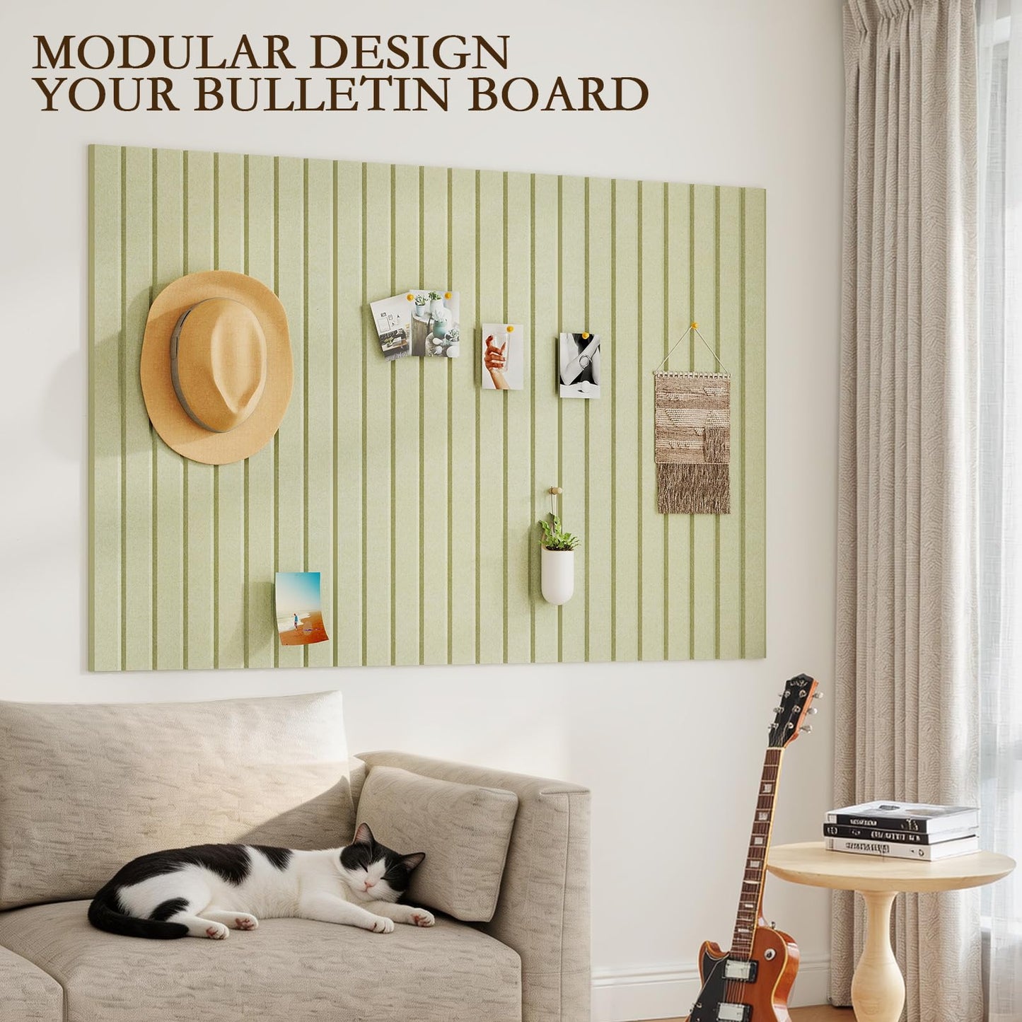 JBER Large Felt Bulletin Board 36" x 24" - 6 Pack Felt Wall Tiles, Cork Board Alternative to Use in Office & Home Decor, Classroom Decor, Vision Board to Display Your Photos(Grass Green)