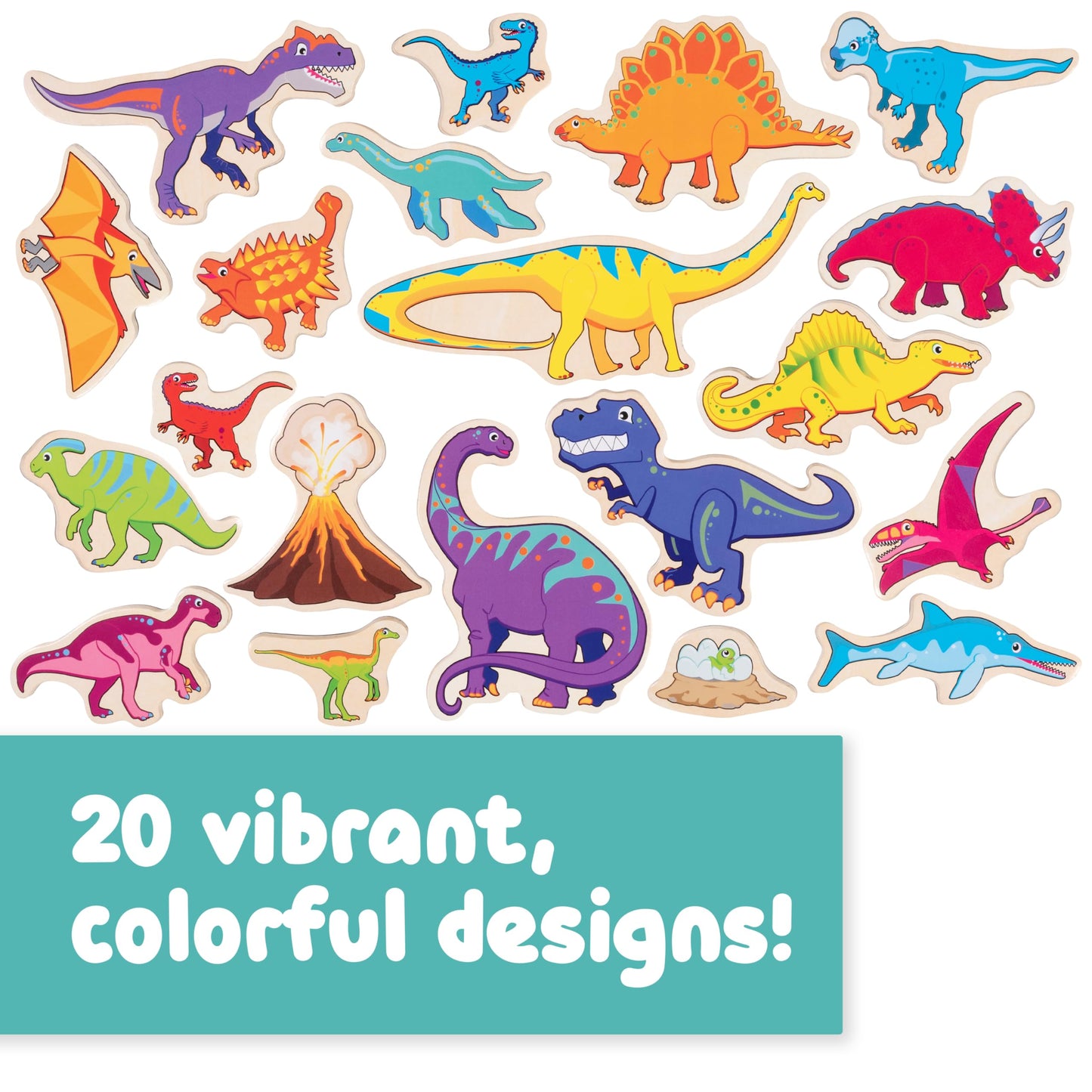 Spark & Wow Wooden Magnets | Dinosaurs | Magnets for Kids Ages 2+ | Open-Ended Play | Adhere to Fridges, Whiteboards and More
