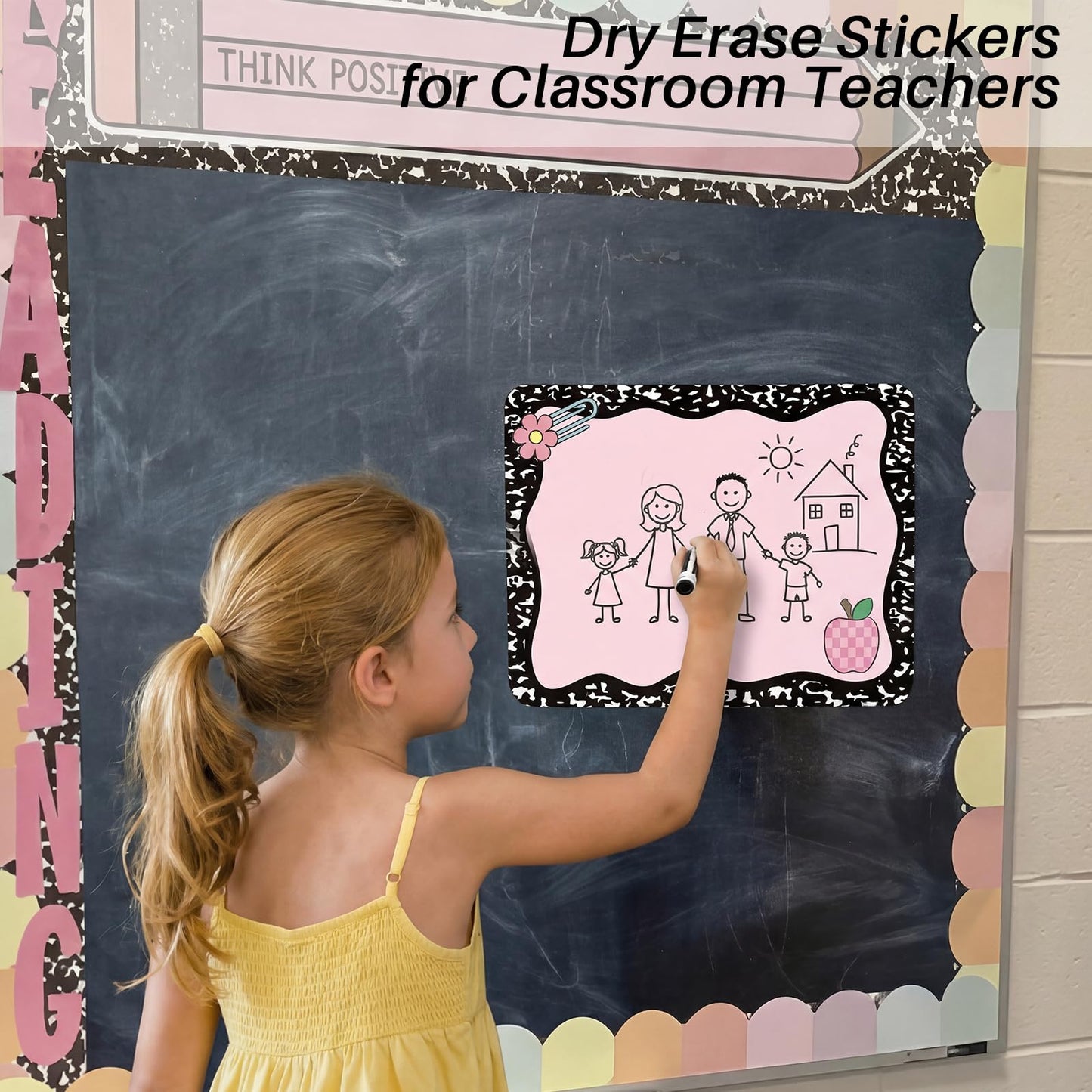 Gersoniel 24 Pcs Large 11'' Notebook Dry Erase Dots for Classroom Table Removable Circles Stickers Wall Whiteboard No Staining for Teacher School Home Office Teaching Supplies(Square,Colorful)