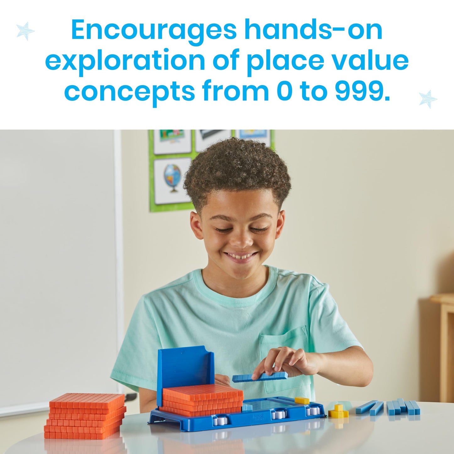 hand2mind Place Value Frame with Base Ten Blocks, Math Manipulatives Kindergarten, Montessori Math Materials, Counting Cubes, Classroom Supplies for Teacher Elementary