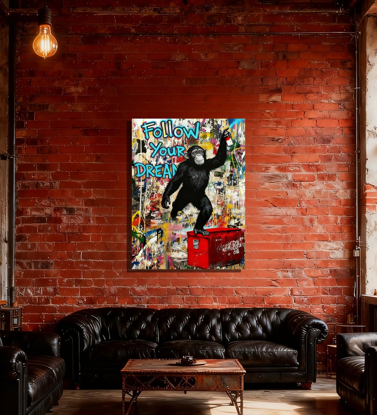 16x24 Graffiti Street Art Gorilla Canvas Wall Decor Urban Pop Funny Picture Monkey Framed Gallery Street Posters Teen Boys Bedroom Pictures Kids Room Prints Men Office Home Decoration