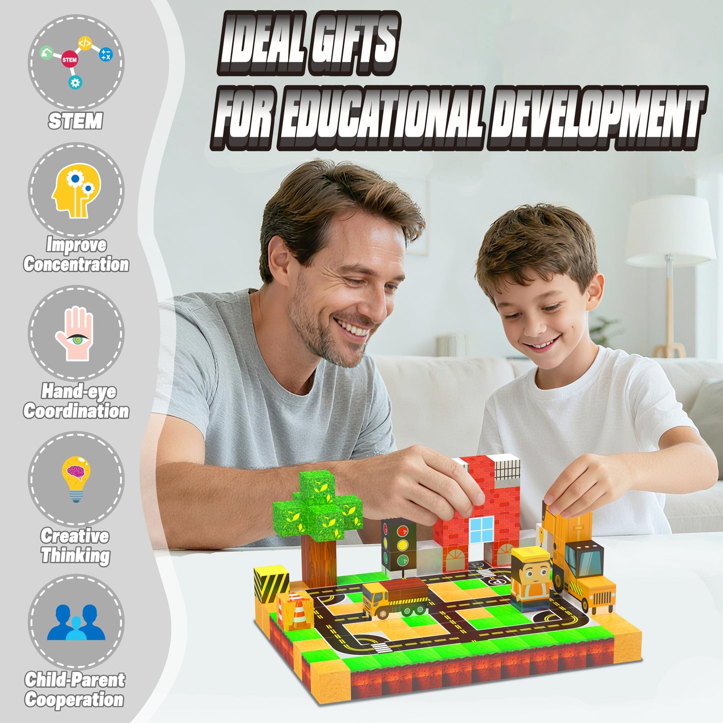 138PCS Magnetic Blocks - Magnetic Building Blocks Magnet Block Cubes Construction Set, STEM Montessori Sensory Stacking Toys for Kids Boys Girls Ages 3 4 5 6 7 8-12 Holiday Christmas Birthday Gifts