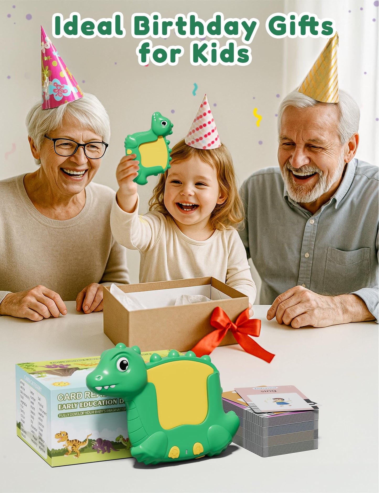 Talking Flash Cards for Toddlers with 510 Sight Words, Dinosaur Shaped Pocket Speech English Learning Toys Gifts for Boys, Educational & Autism Toys for Speech Therapy