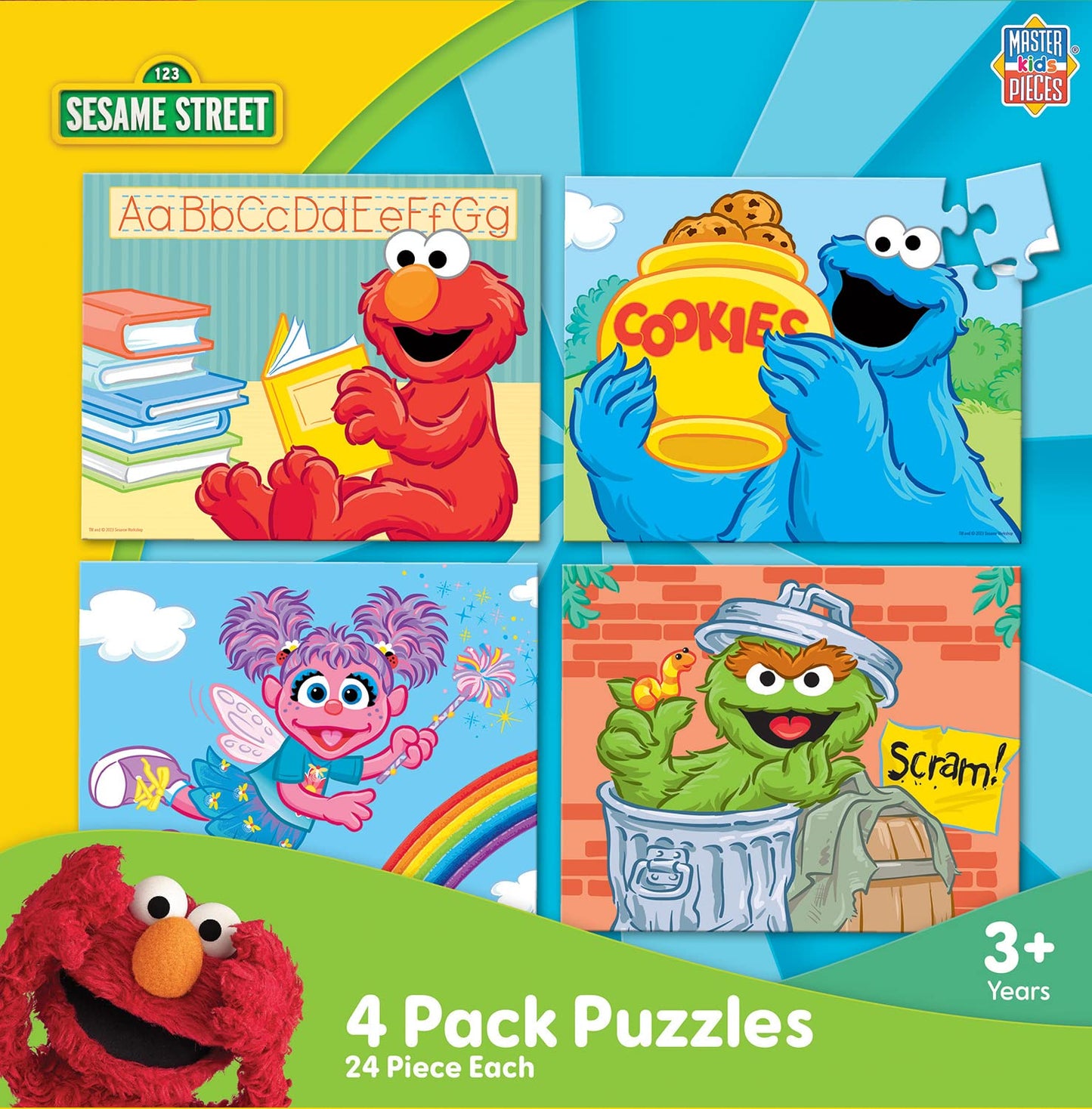 MasterPieces Puzzle Set - 4-Pack 24 Piece Jigsaw Puzzle for Kids - Sesame Street 4-Pack - 8"x10"