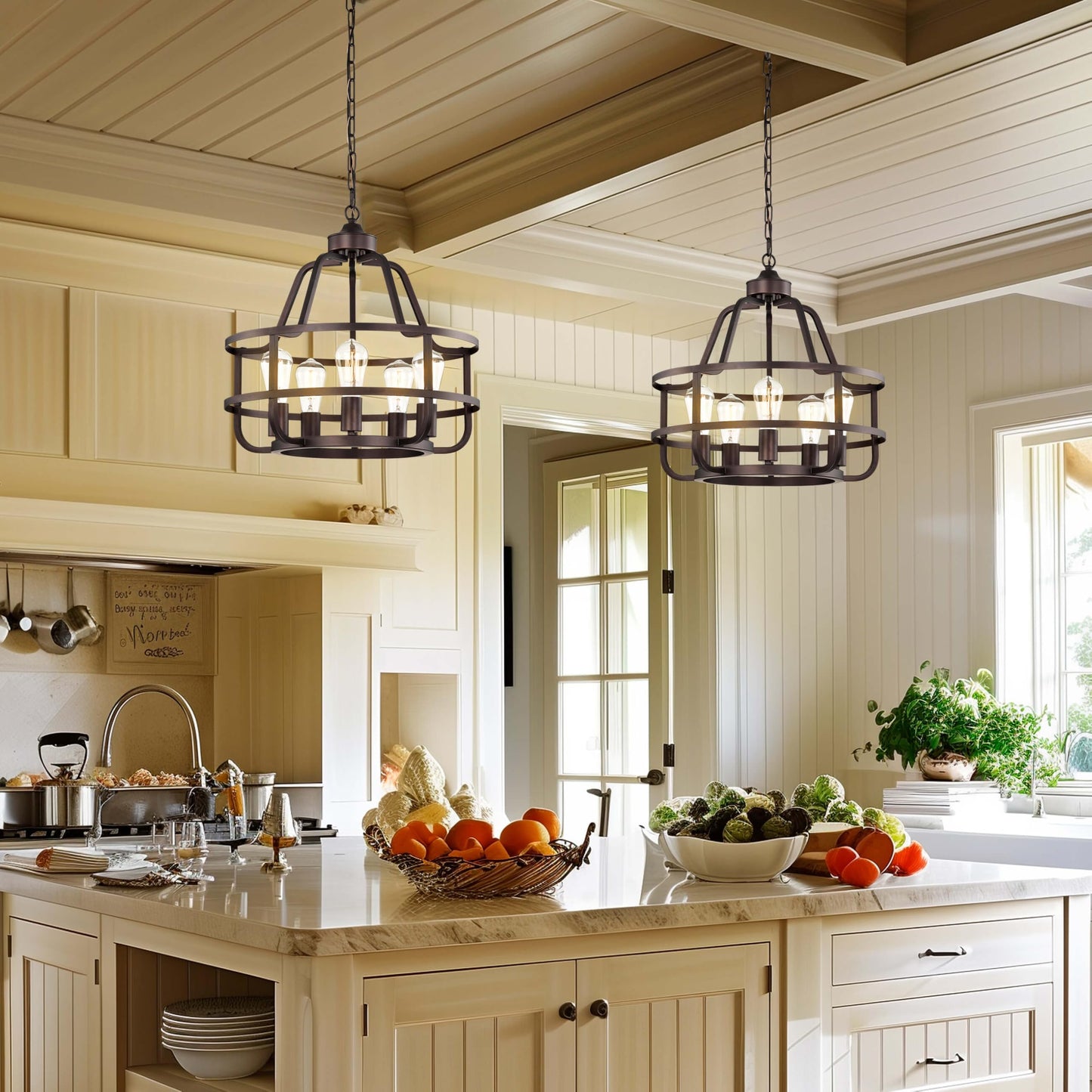 winsmart 20in Oil Rubbed Bronze Chandelier, 5-Light Metal Farmhouse Fixture, Model WSP30076RB-5