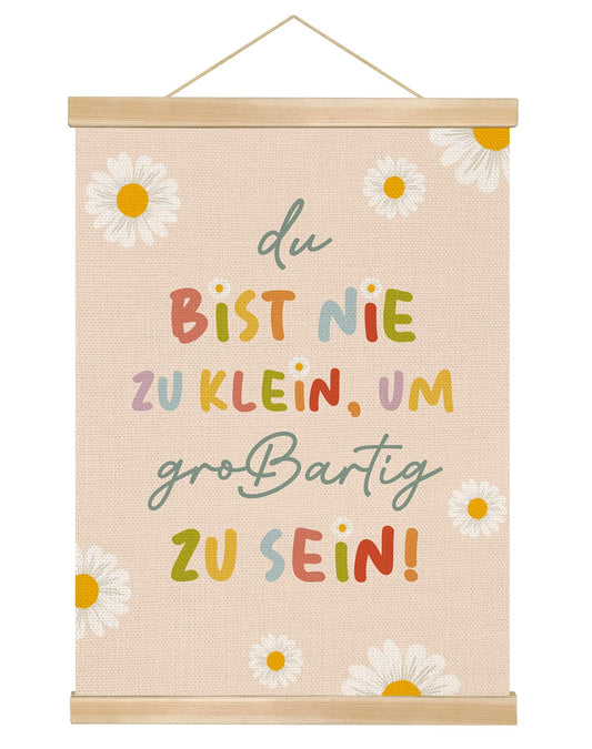 You found a duck Motivational Wall Art,German Positive Quote Linen Wall Hanging Poster,Cute Daisy Flowers Poster Decor for Nursery, Kids’ Room, Playroom, or Classroom (LYK08)