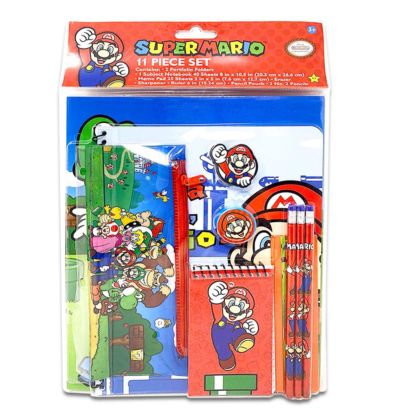 Super Mario Back to School Supplies Set - 13Pc Mario Folders, Notebook, Pencils, Stickers, and More | Mario Classroom Supplies for Boys Bundle