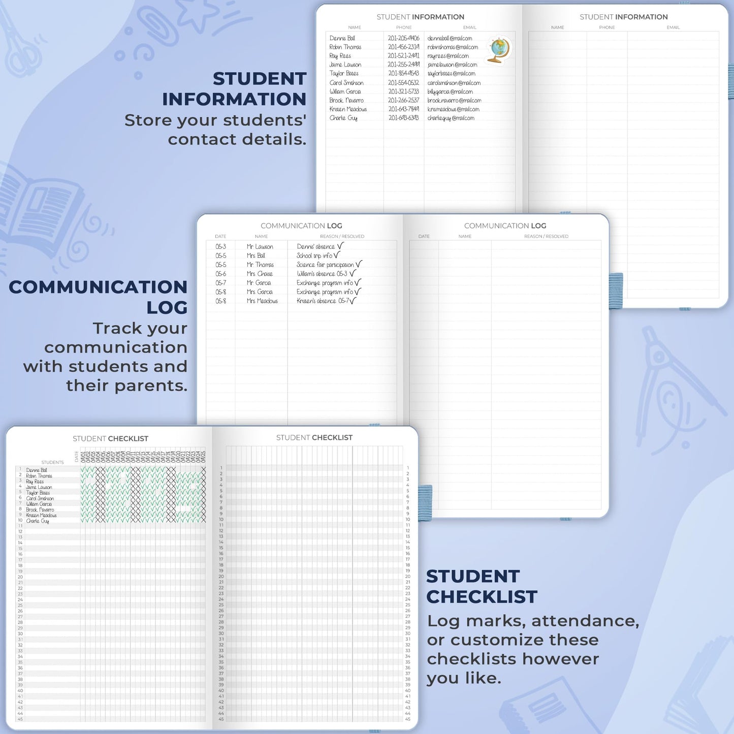 Clever Fox Teacher Planner – School Year Planner with Calendars & Lesson Plans – Teacher Plan Book for Classroom & Homeschool Organization - Undated, 7x10″, Hardcover (Periwinkle)